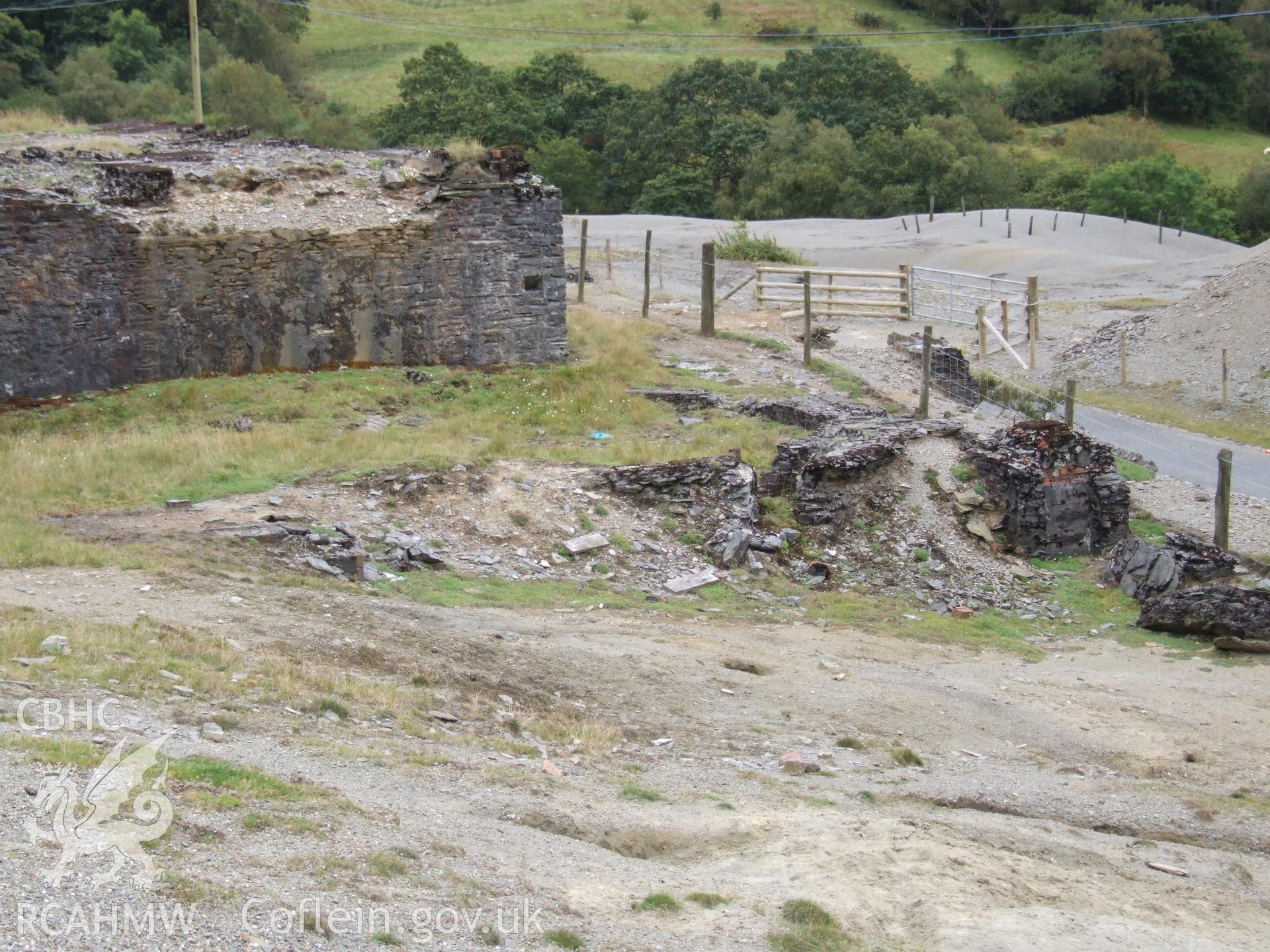 View of bottom corner of dressing mill with mine remains adjacent at Wemyss Mine.