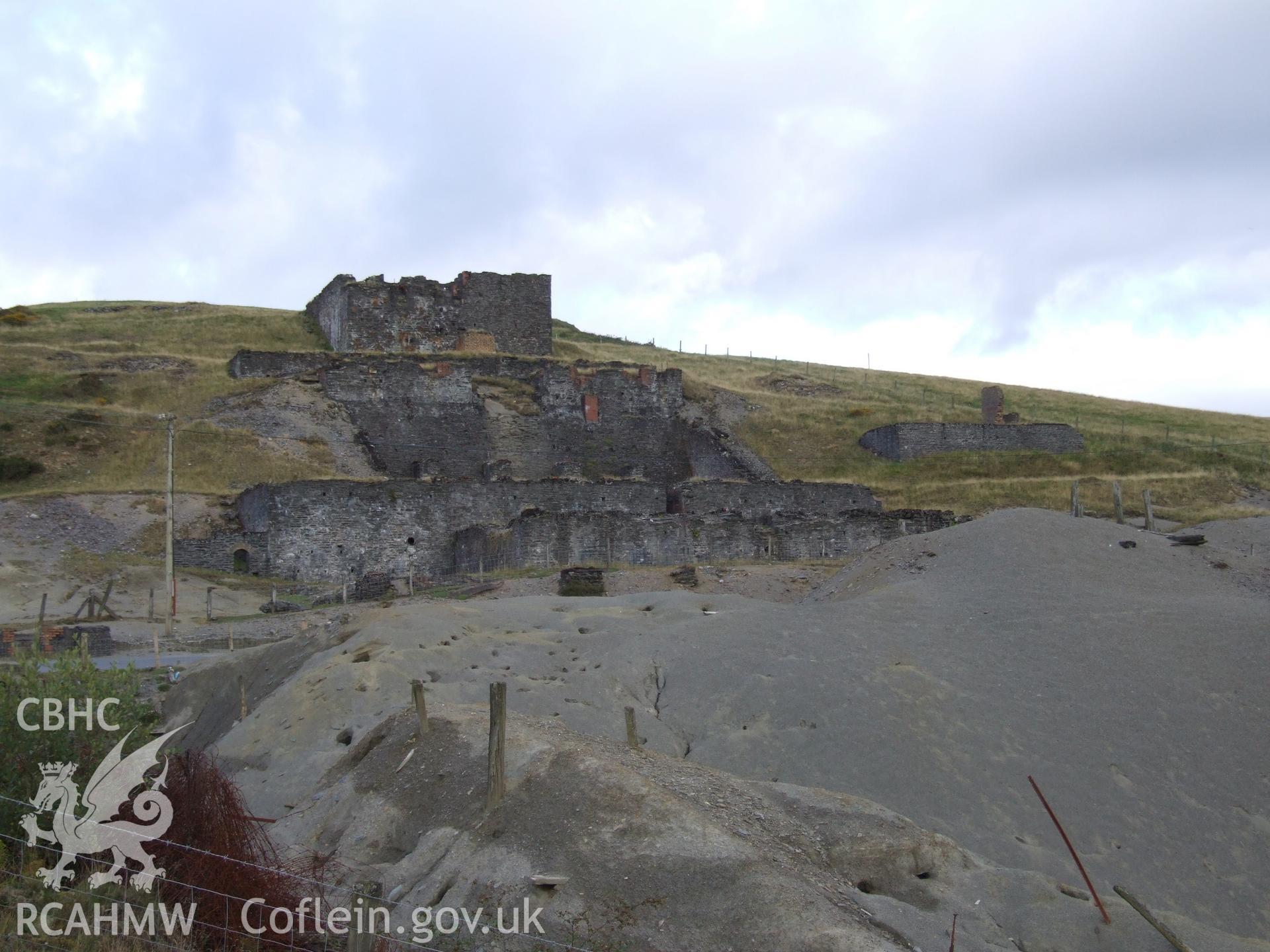 Close up view of dressing mill and spoil heaps with wood still in situ at Wemyss Mine.