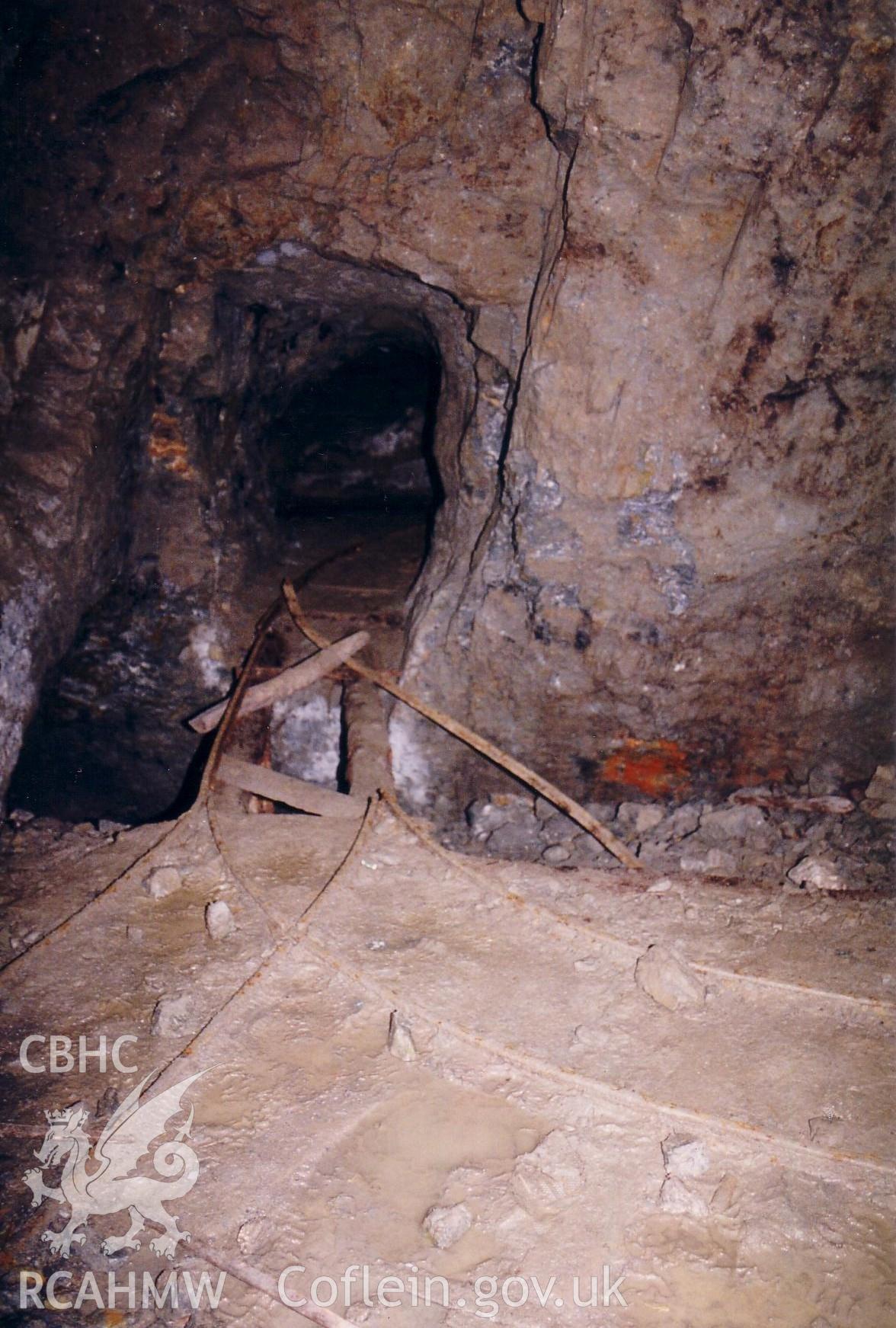 View of tramway in Level Fawr showing the track splitting into two directions