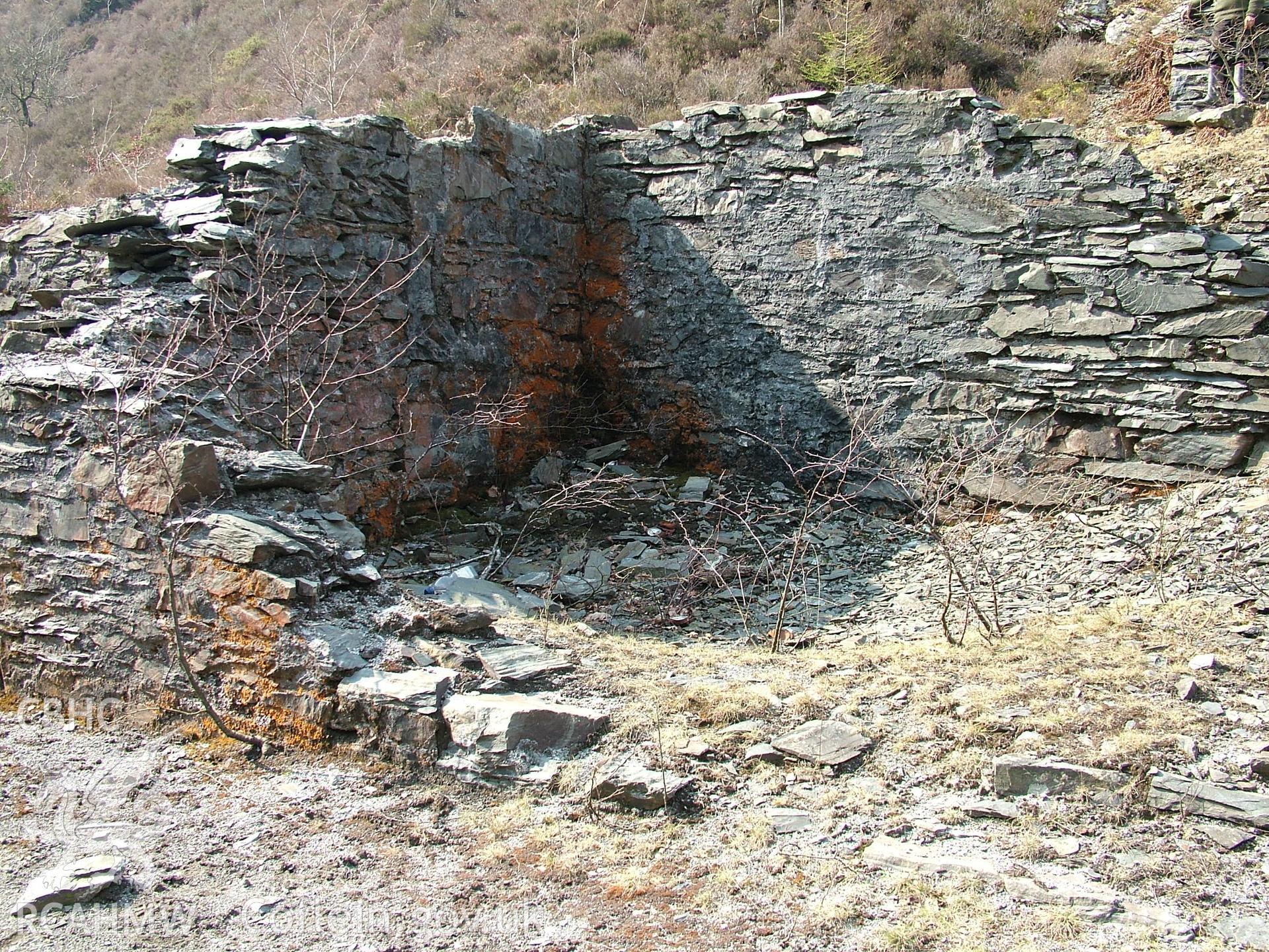 View of interior of mine building showing crude rendering of walls