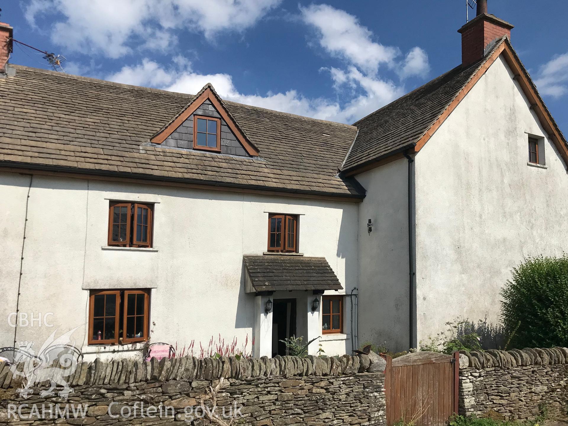 Digital colour photograph showing exterior view of Ty-Isaf, north of Bedwas, taken by Paul R. Davis on 15th July 2019.