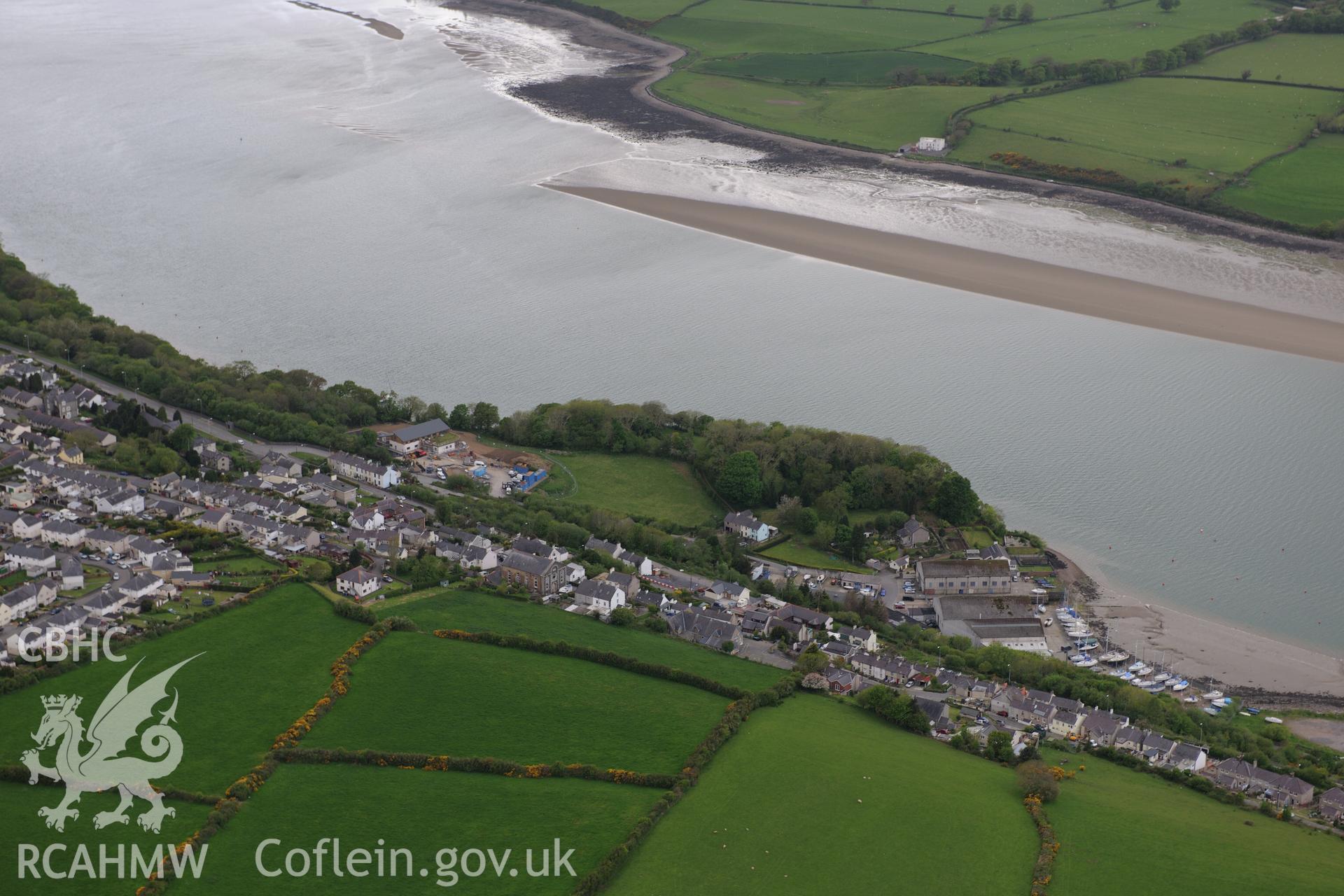 Dinas Camp promontory fort, Y Felinheli. Oblique aerial photograph taken during the Royal Commission?s programme of archaeological aerial reconnaissance by Toby Driver on 22nd May 2013.