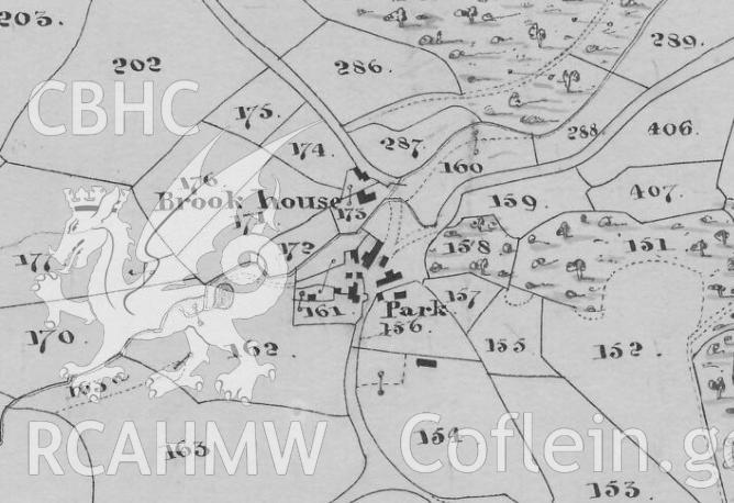 Tithe map used in report illustrations prepared as part of CPAT Project 2356: Brook House Tank, Leighton, Powys - Building Survey, 2019. Report no. 1645.