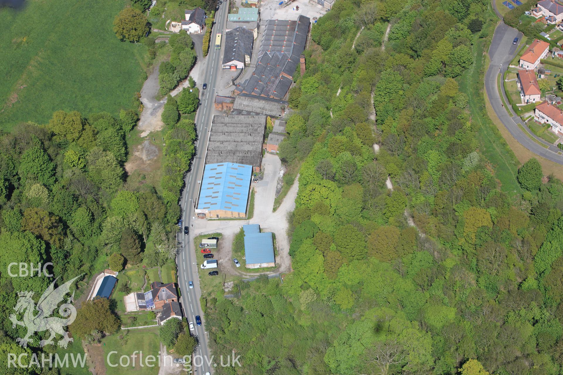 Greenfield Iron Foundry, Holywell. Oblique aerial photograph taken during the Royal Commission?s programme of archaeological aerial reconnaissance by Toby Driver on 22nd May 2013.