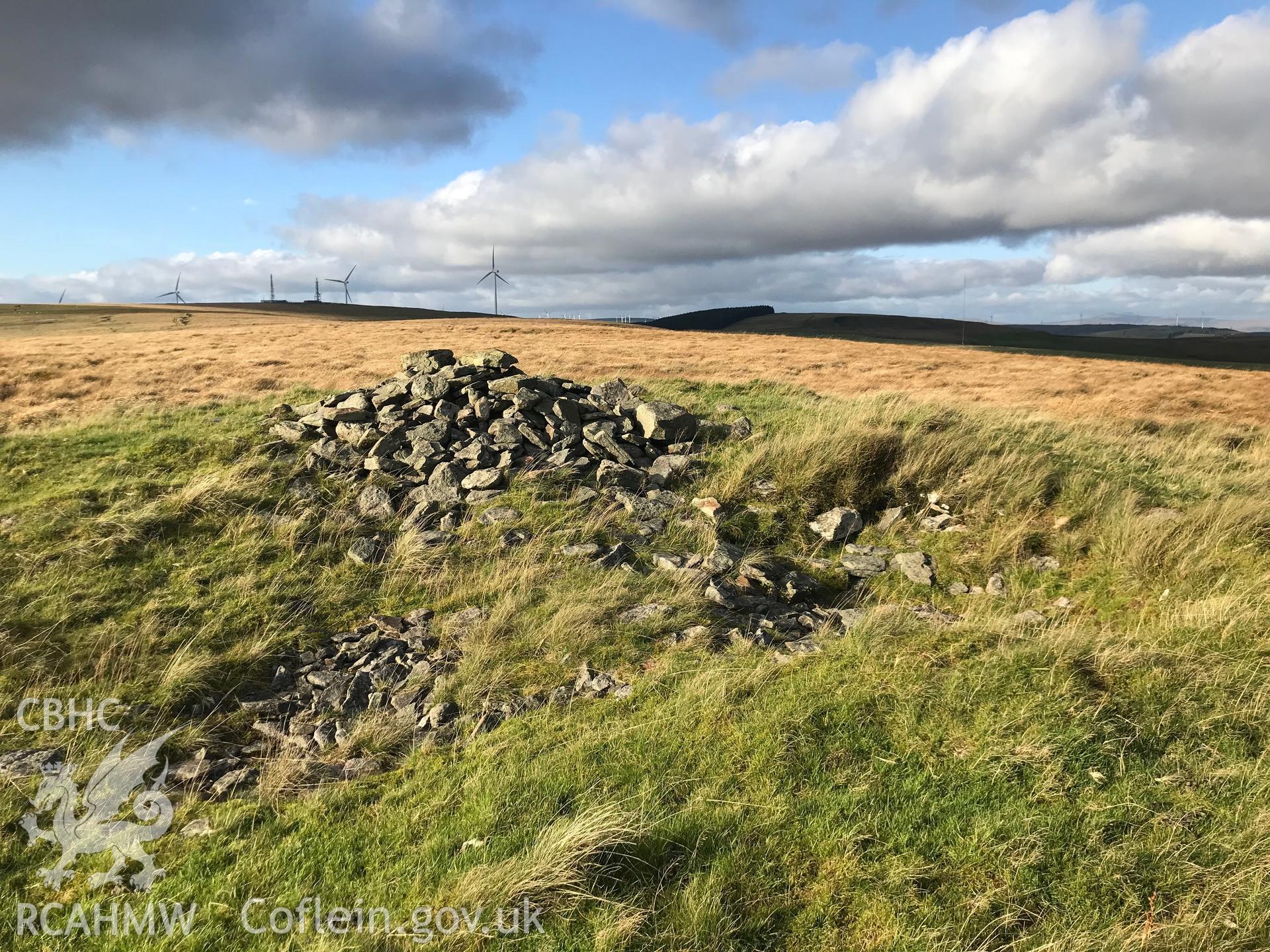 Digital colour photograph of Carn-y-Hyrddod, Ogmore Valley, taken by Paul R. Davis on 6th October 2019.