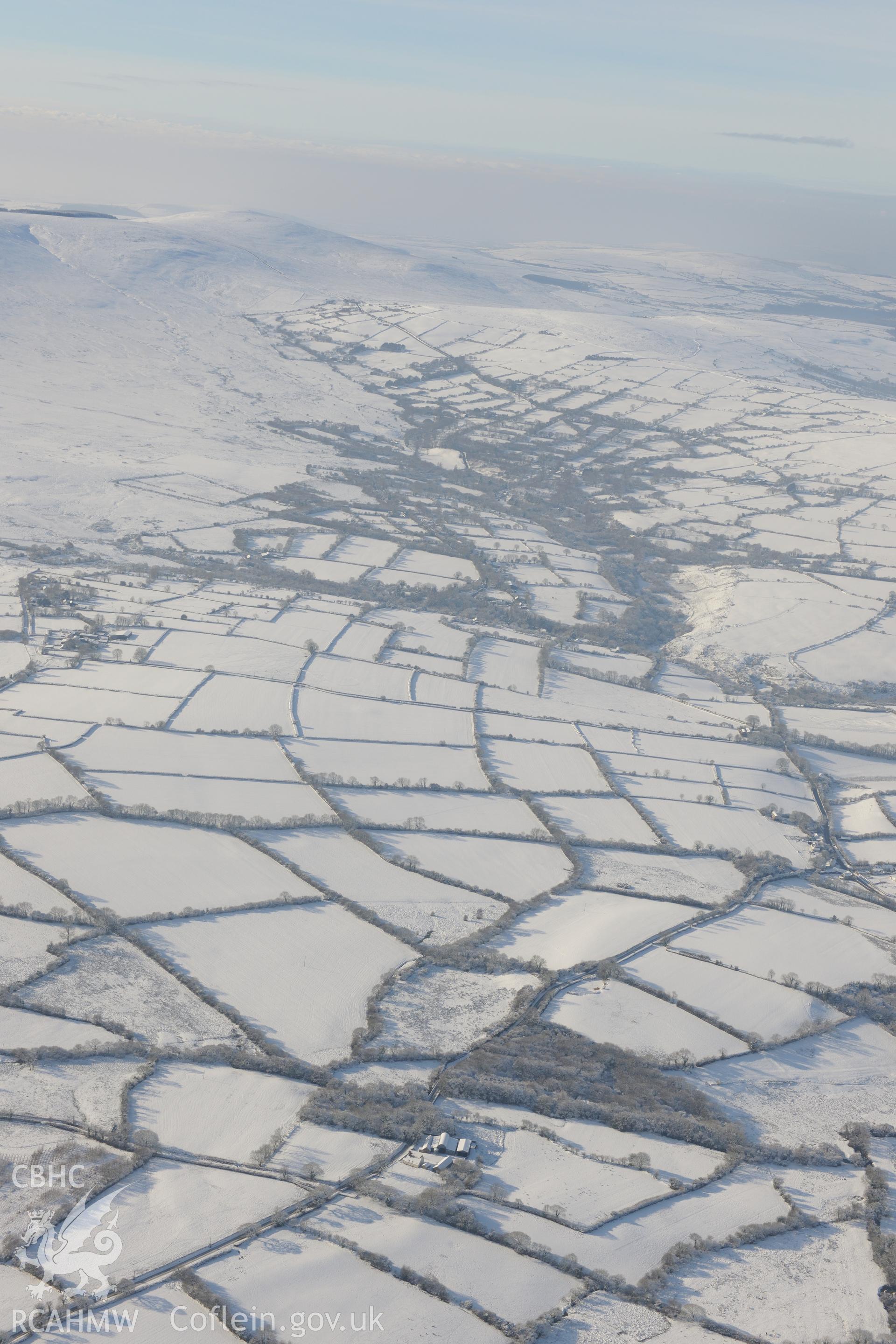 Craig Rhosyfelin bluestone outcrop, south west of Cardigan. Oblique aerial photograph taken during the Royal Commission?s programme of archaeological aerial reconnaissance by Toby Driver on 24th January 2013.