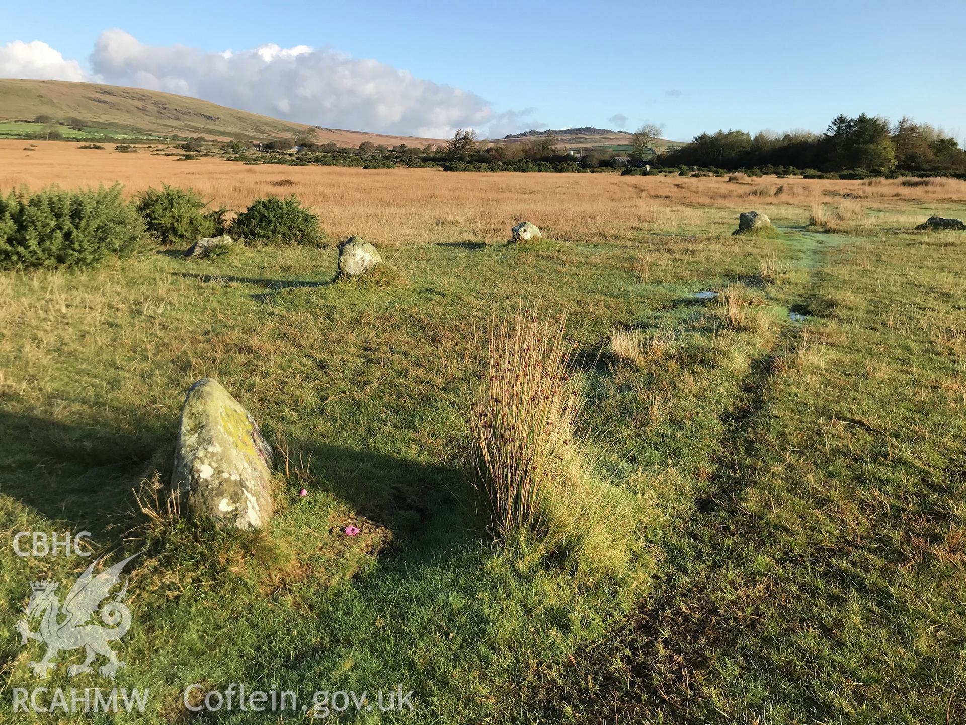 Digital colour photograph showing Gors Fawr stone circle, Mynachlog-Ddu, taken by Paul Davis on 22nd October 2019.