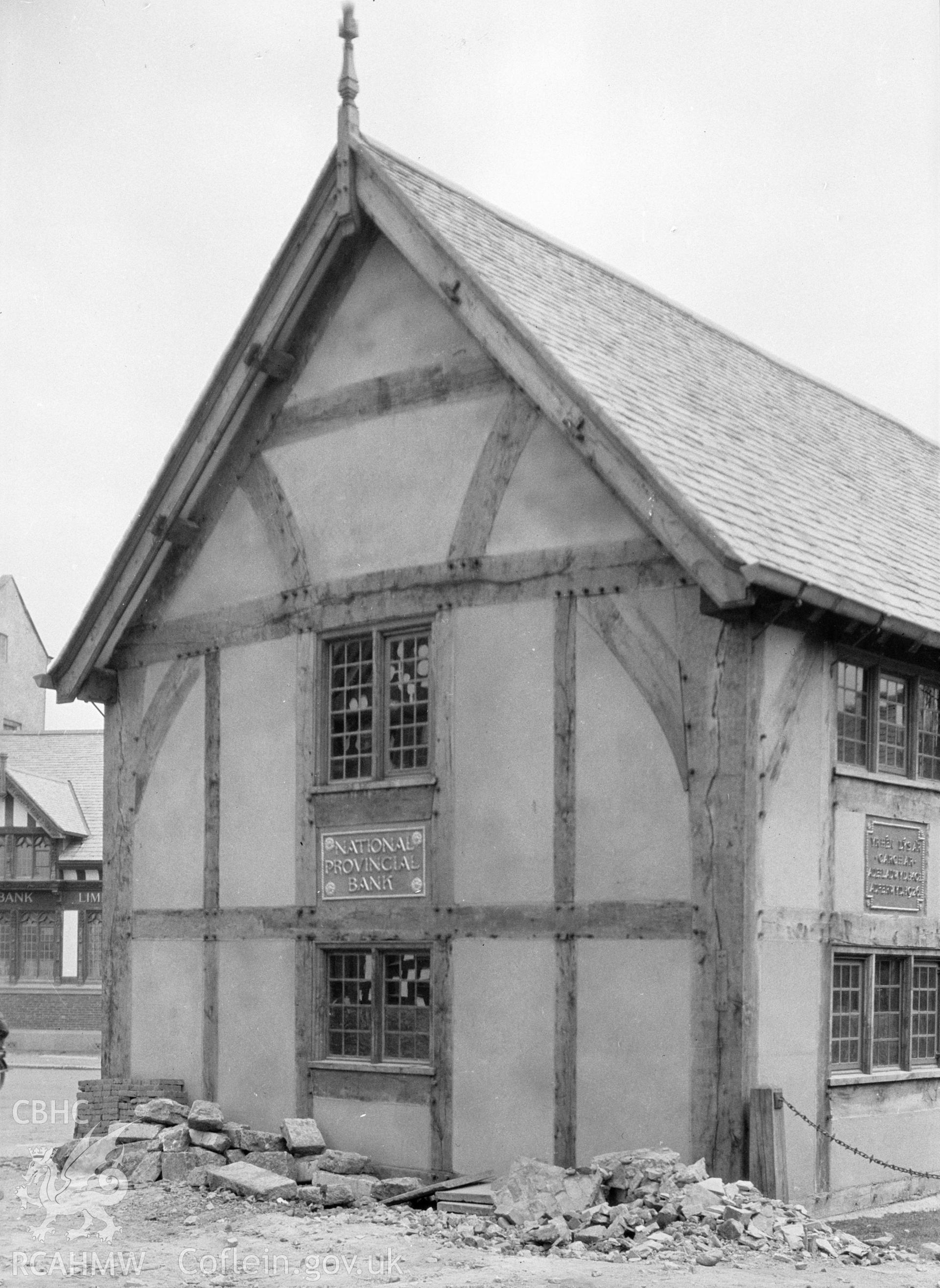 Digital copy of a black and white negative showing Old Court House, Ruthin.