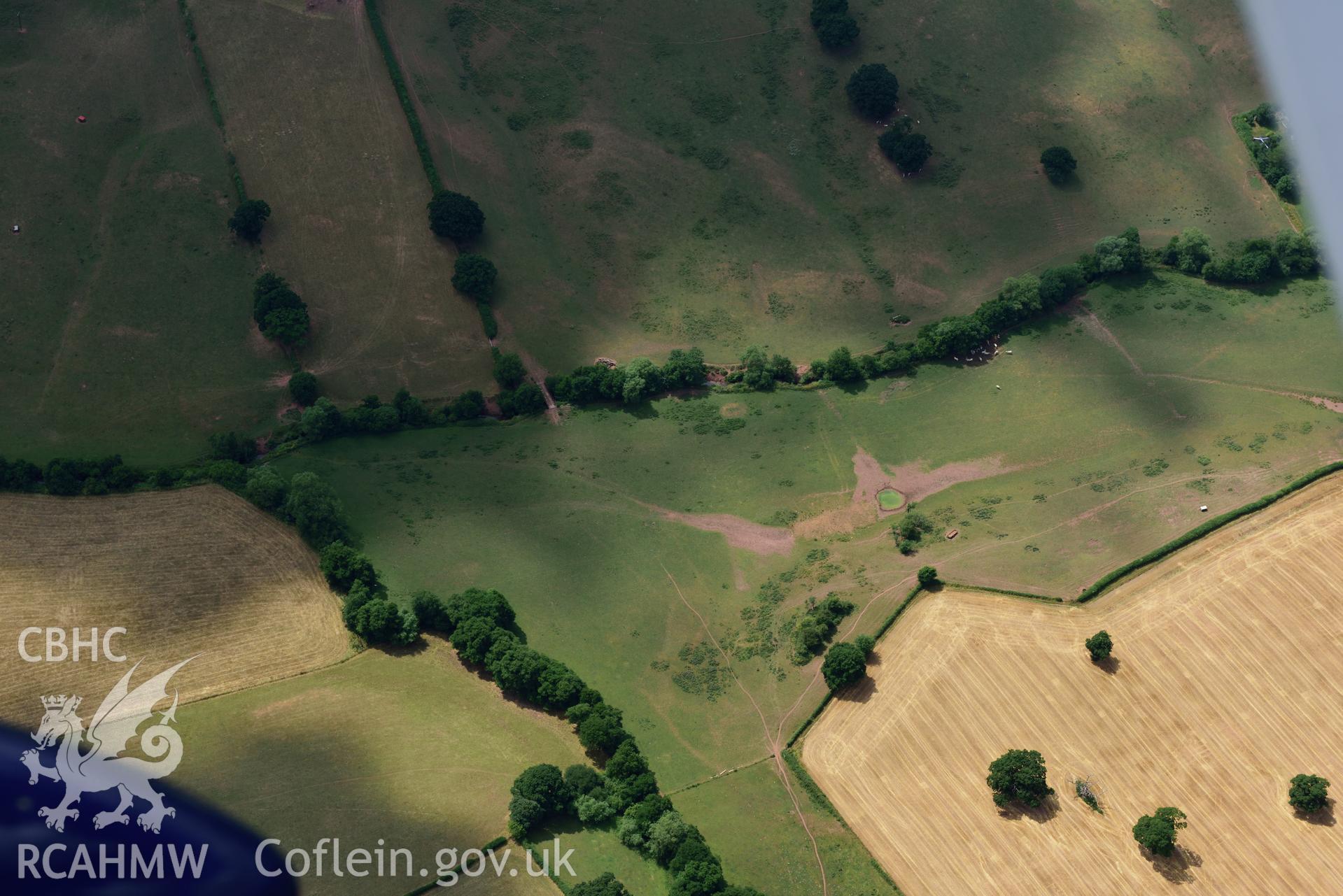 Royal Commission aerial photography of Grace Dieu Abbey taken on 19th July 2018 during the 2018 drought.