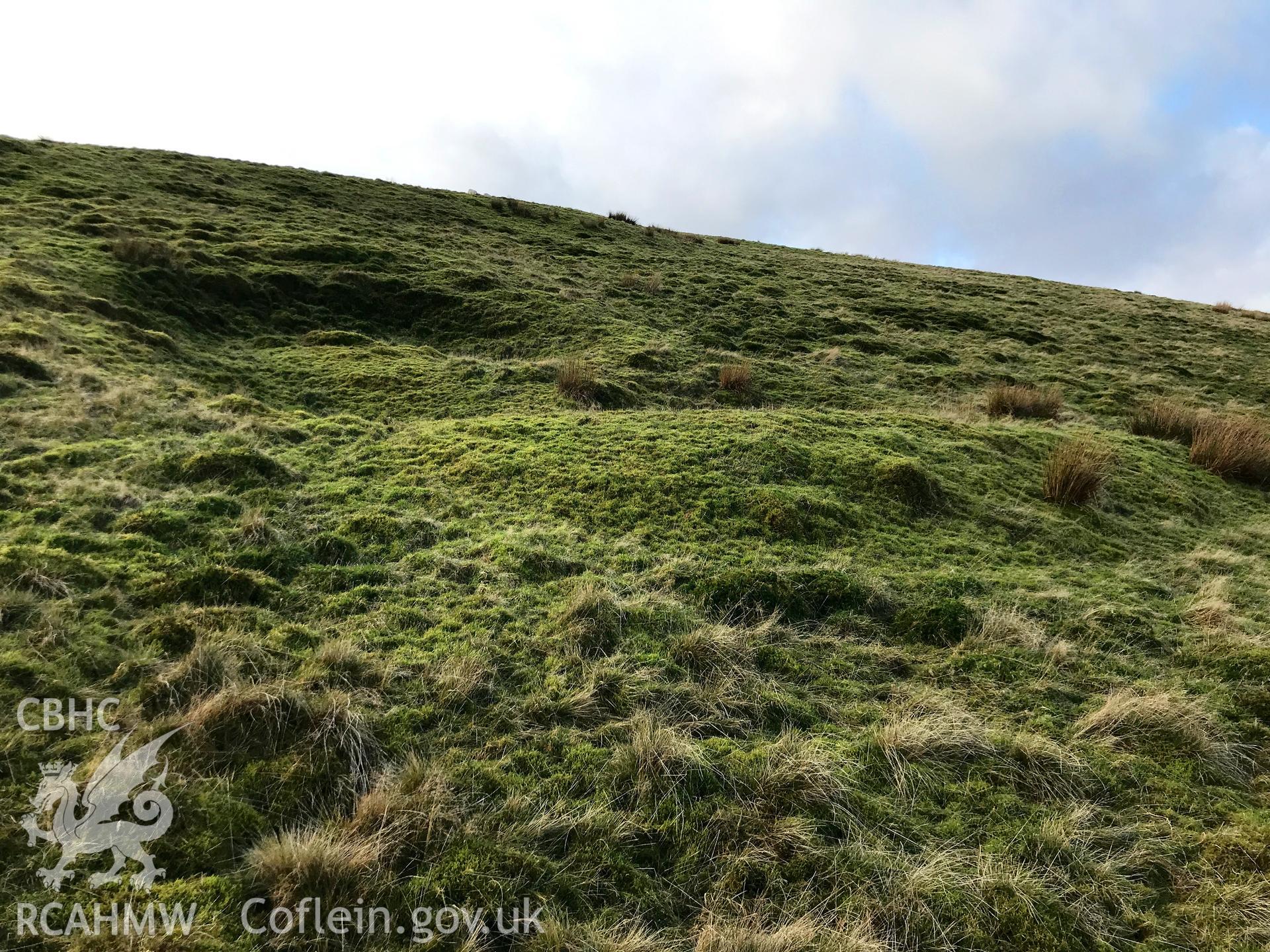 Digital colour photograph showing deserted rural settlement north of Foel Fynyddau, Pelenna, taken by Paul Davis on 12th January 2020.