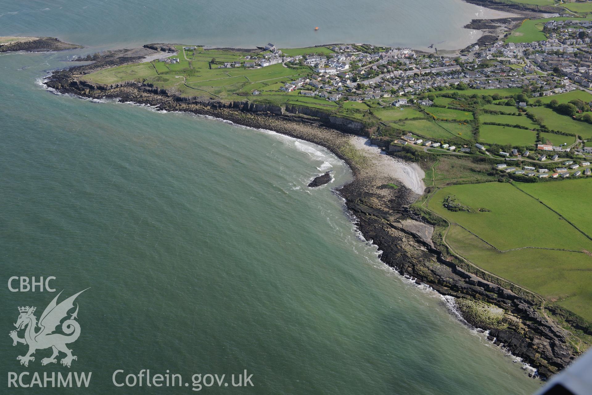 The wreck of the Royal Charter, off the coast of Moelfre on Anglesey. Oblique aerial photograph taken during the Royal Commission?s programme of archaeological aerial reconnaissance by Toby Driver on 22 May 2013.