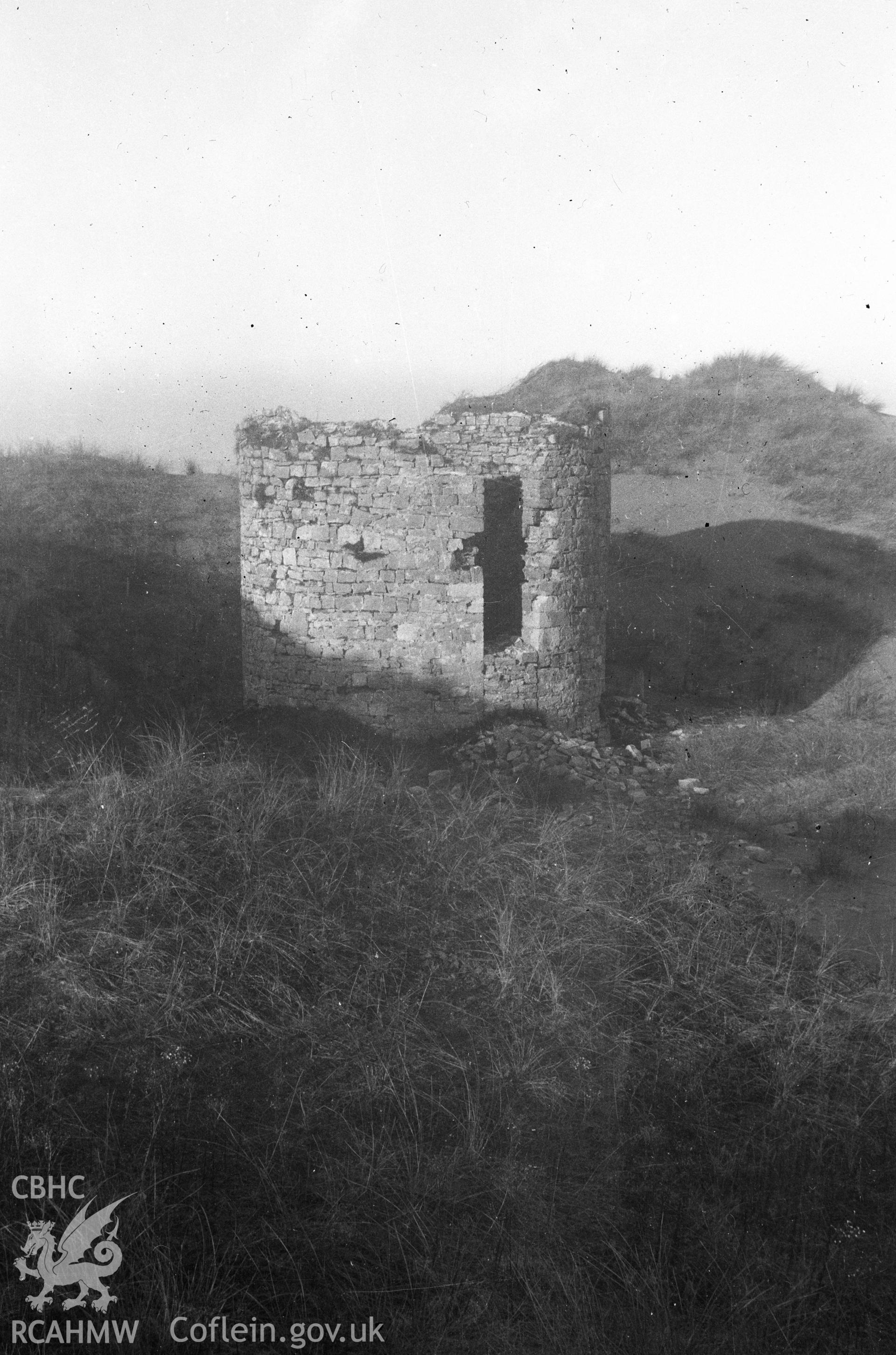 Digital copy of black and white negative showing Windmill, Merthyr Mawr Warren.