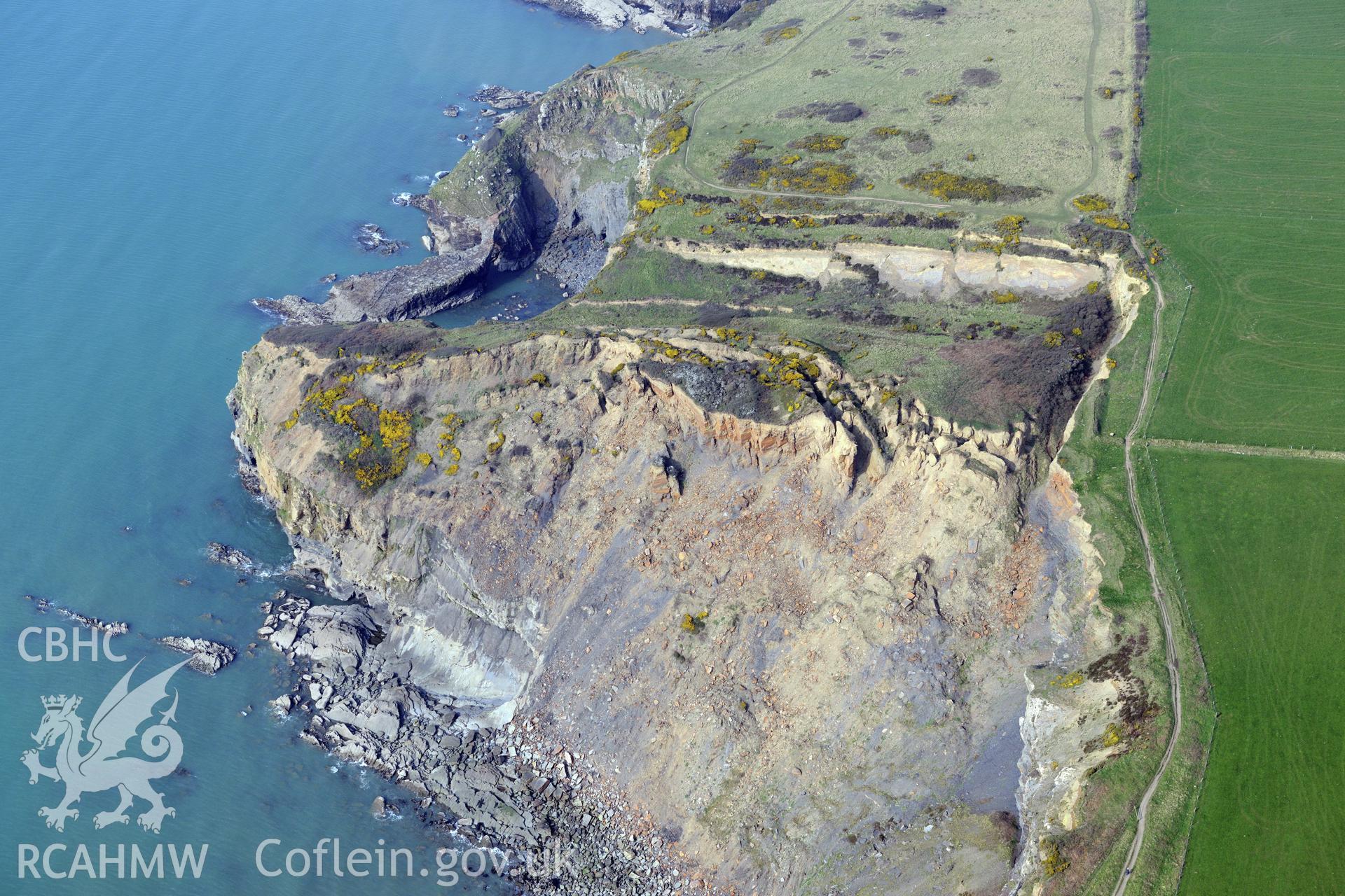 Aerial photography of Black Point Rath taken on 27th March 2017 for structure from motion monitoring. Baseline aerial reconnaissance survey for the CHERISH Project. ? Crown: CHERISH PROJECT 2017. Produced with EU funds through the Ireland Wales Co-operation Programme 2014-2020. All material made freely available through the Open Government Licence.