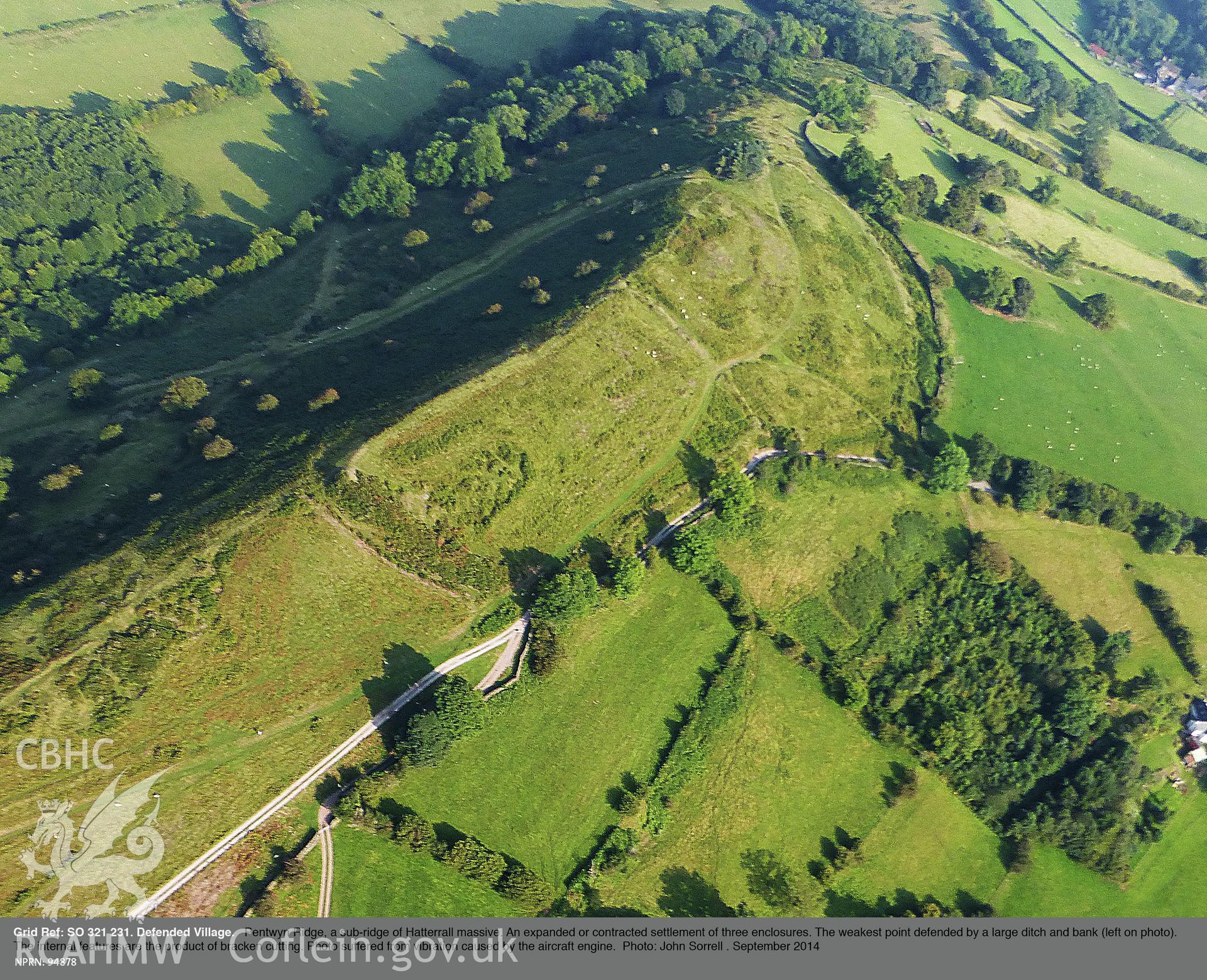 View of Pentwyn Defended Village, taken by John Sorrell, September 2014.