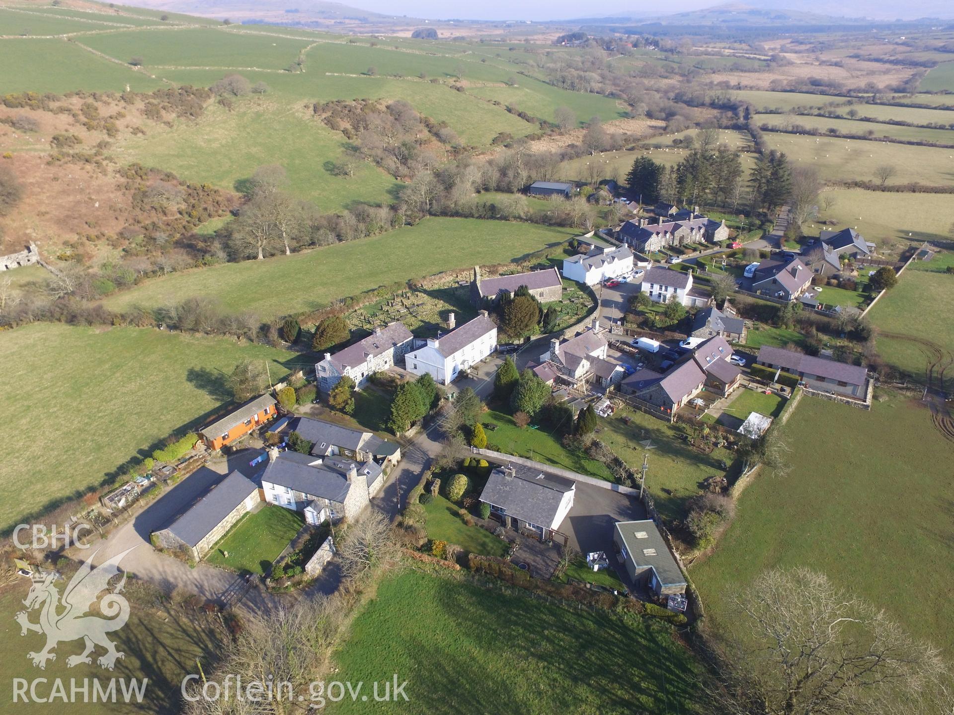 Colour photo showing view of St Cybi's Church, Llangybi taken by Paul R. Davis, 6th March 2018.