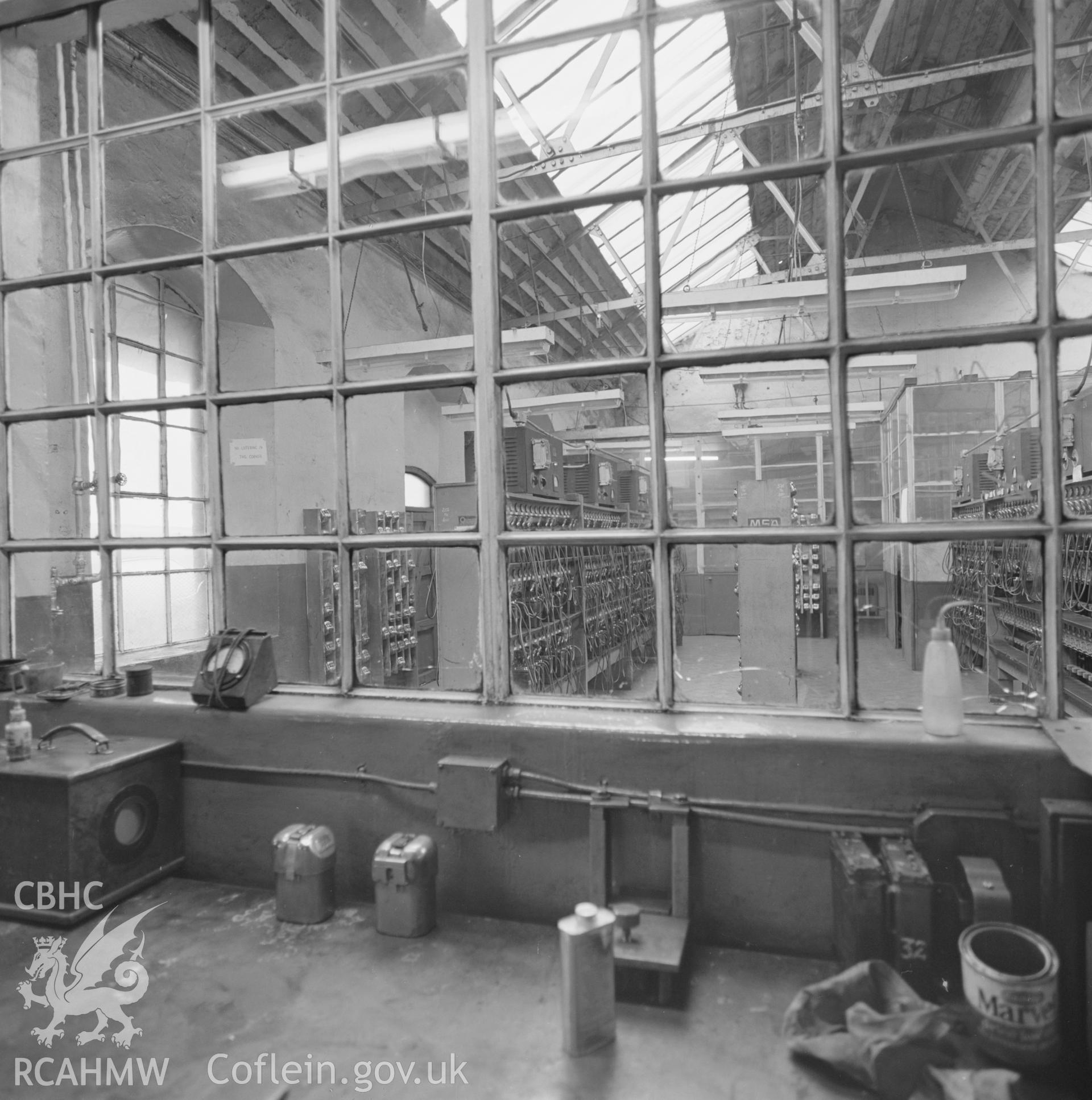 Digital copy of an acetate negative showing main lamp room at Penallta Colliery, from the John Cornwell Collection.