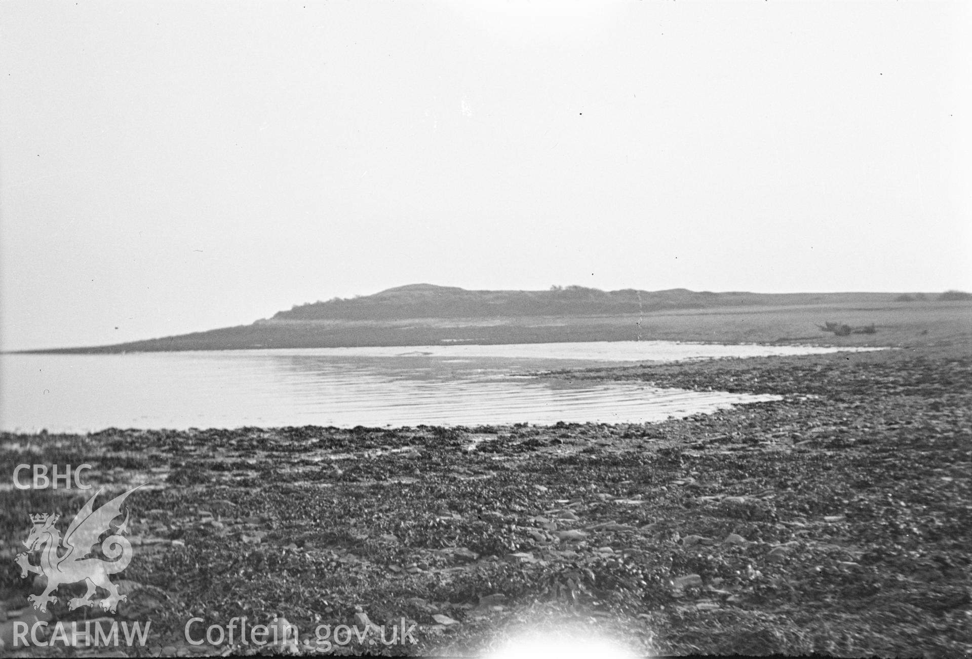 Digital copy of a nitrate negative showing view of Danish Fort on Sully Island taken by Leonard Monroe.