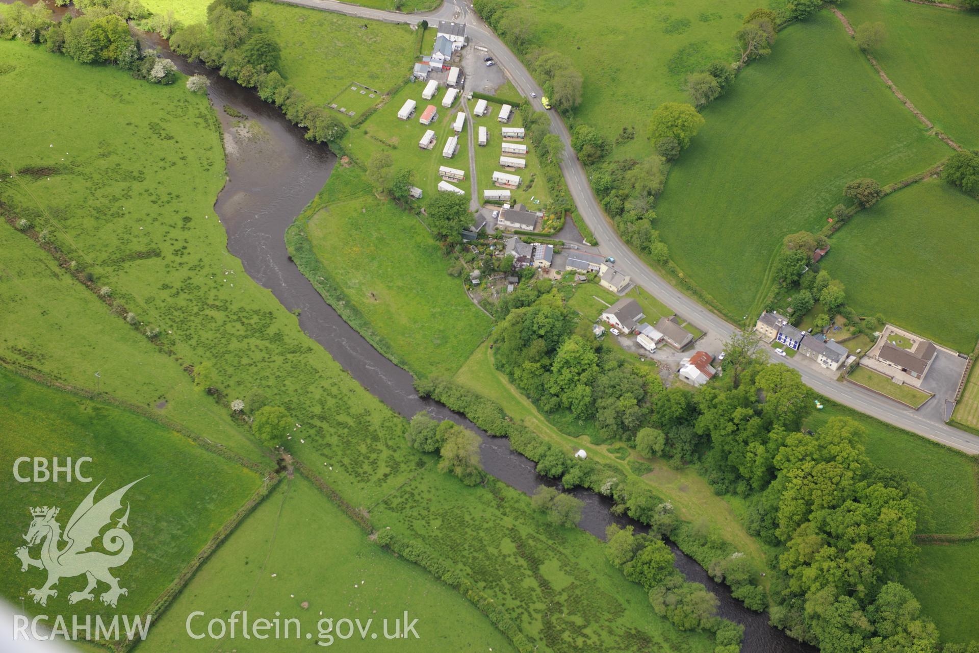 Pen-y-Gaer Hillfort, Llanybydder. Oblique aerial photograph taken during the Royal Commission's programme of archaeological aerial reconnaissance by Toby Driver on 3rd June 2015.