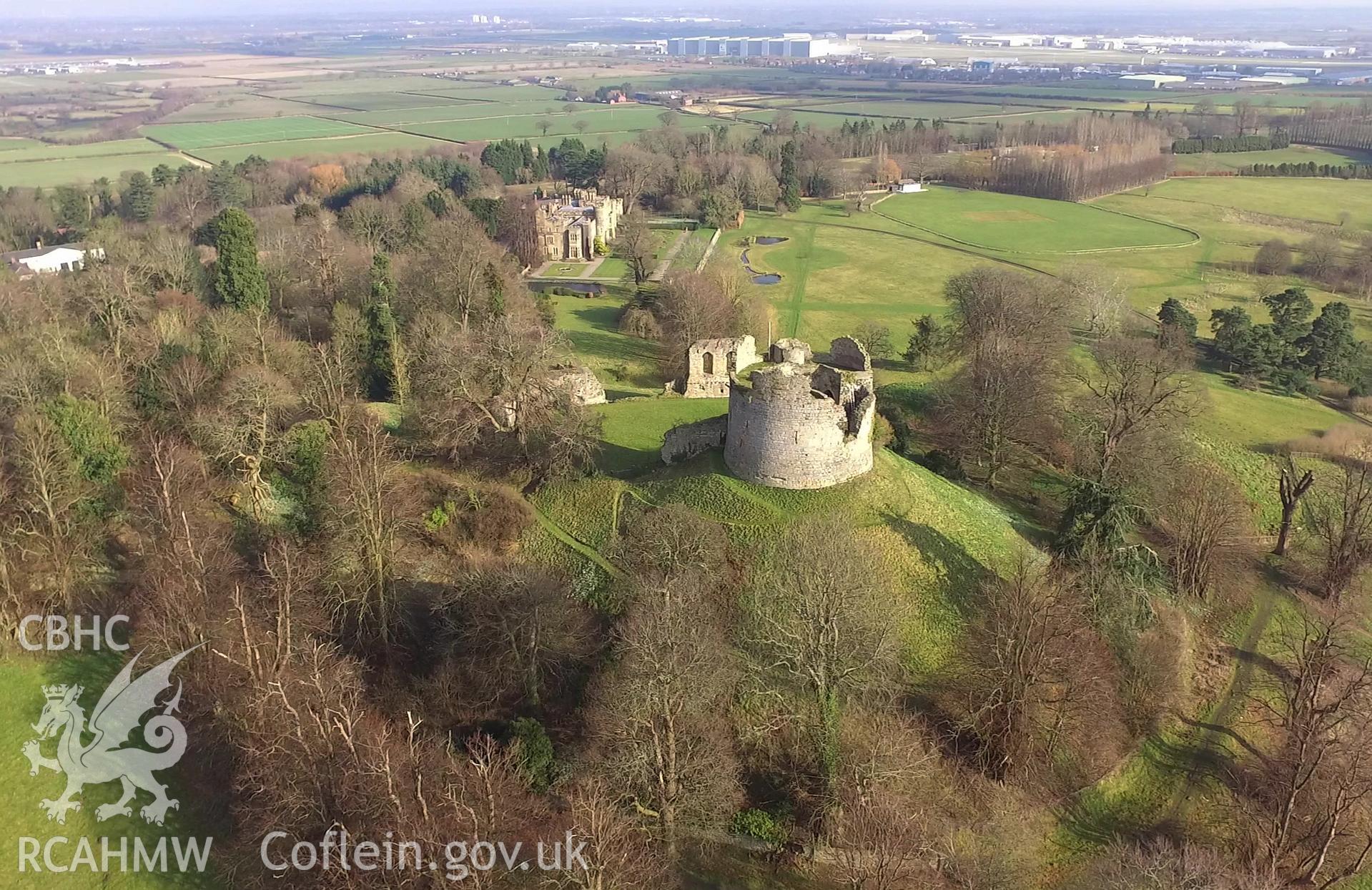 Photo showing view of Hawarden Castle, taken by Paul R. Davis, February 2018.