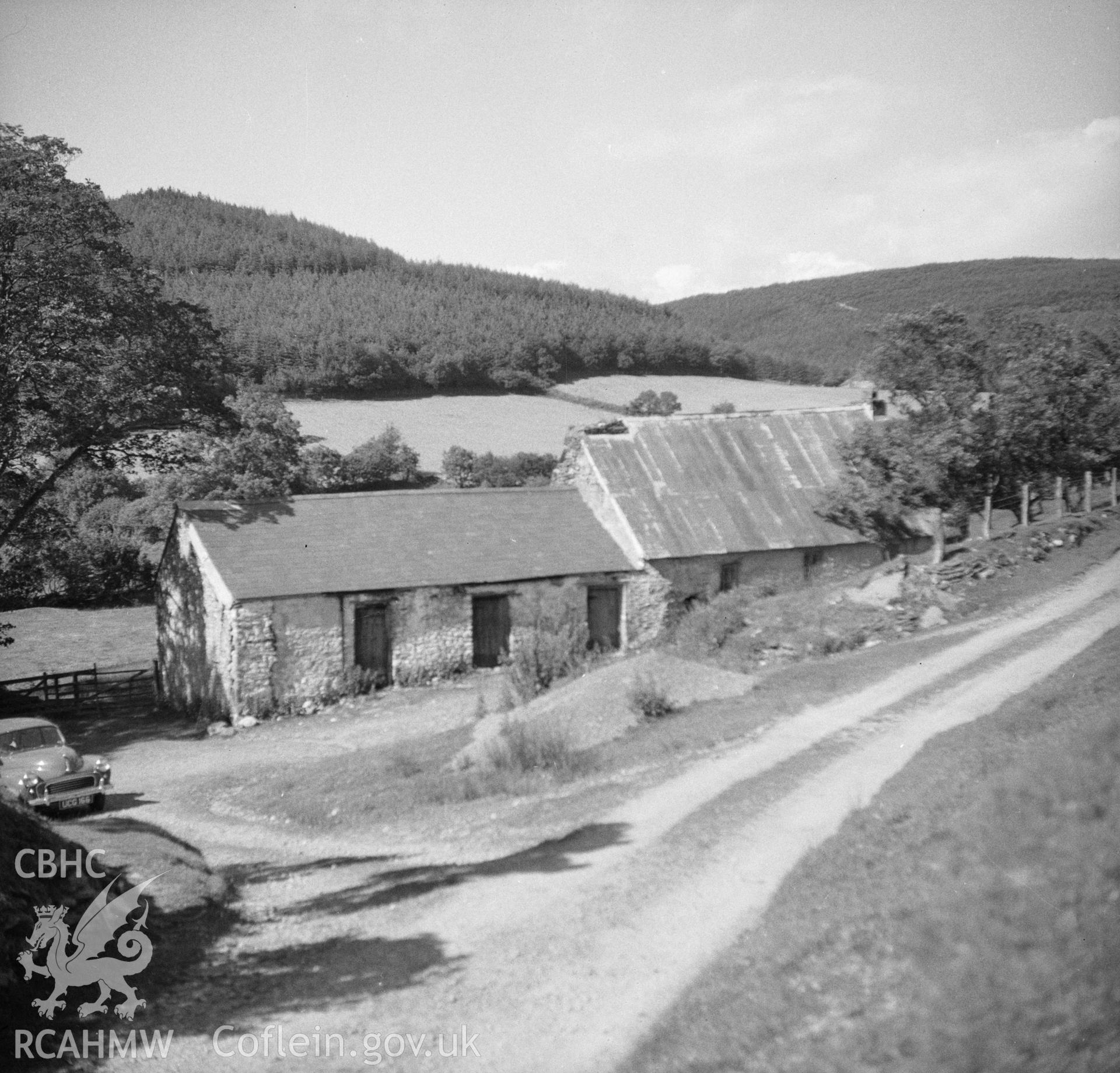 Digital copy of a black and white nitrate negative showing exterior view of Erw Domi, Porth-y-Rhyd, Carmarthenshire