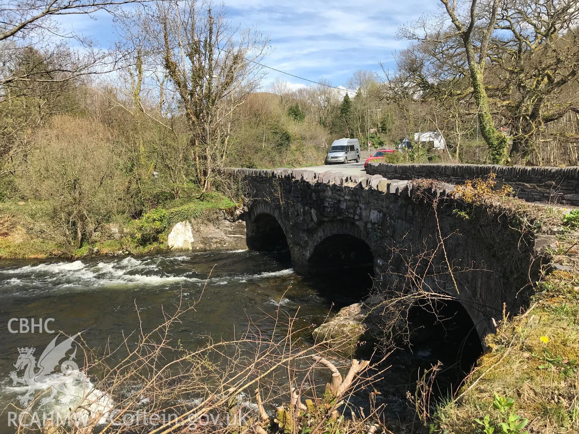 Colour photo showing view of Pont-y-Twr, Llandygai, taken by Paul R. Davis, 2018.