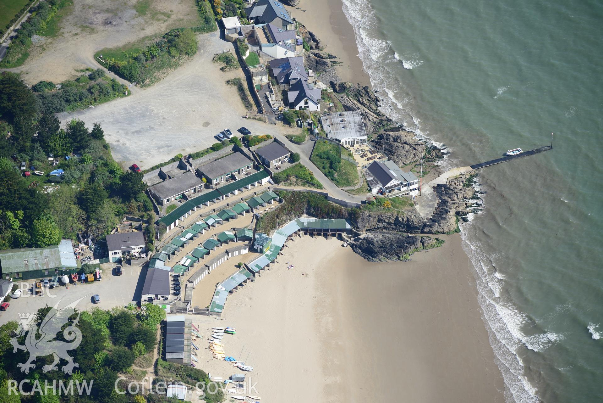 Aerial photography of Abersoch taken on 3rd May 2017.  Baseline aerial reconnaissance survey for the CHERISH Project. ? Crown: CHERISH PROJECT 2017. Produced with EU funds through the Ireland Wales Co-operation Programme 2014-2020. All material made free