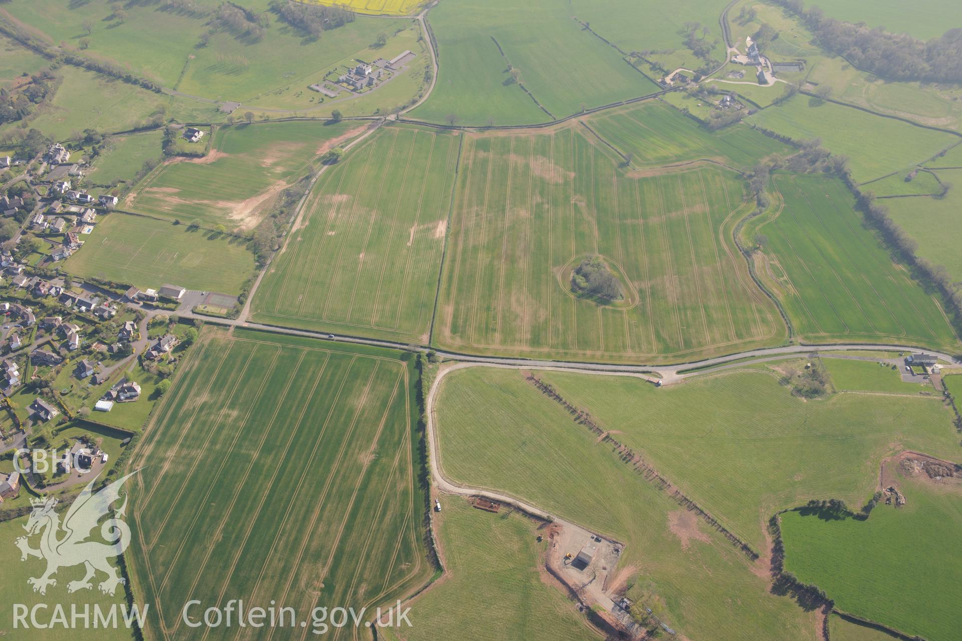 Shirenewton Farm. Oblique aerial photograph taken during the Royal Commission's programme of archaeological aerial reconnaissance by Toby Driver on 21st April 2015