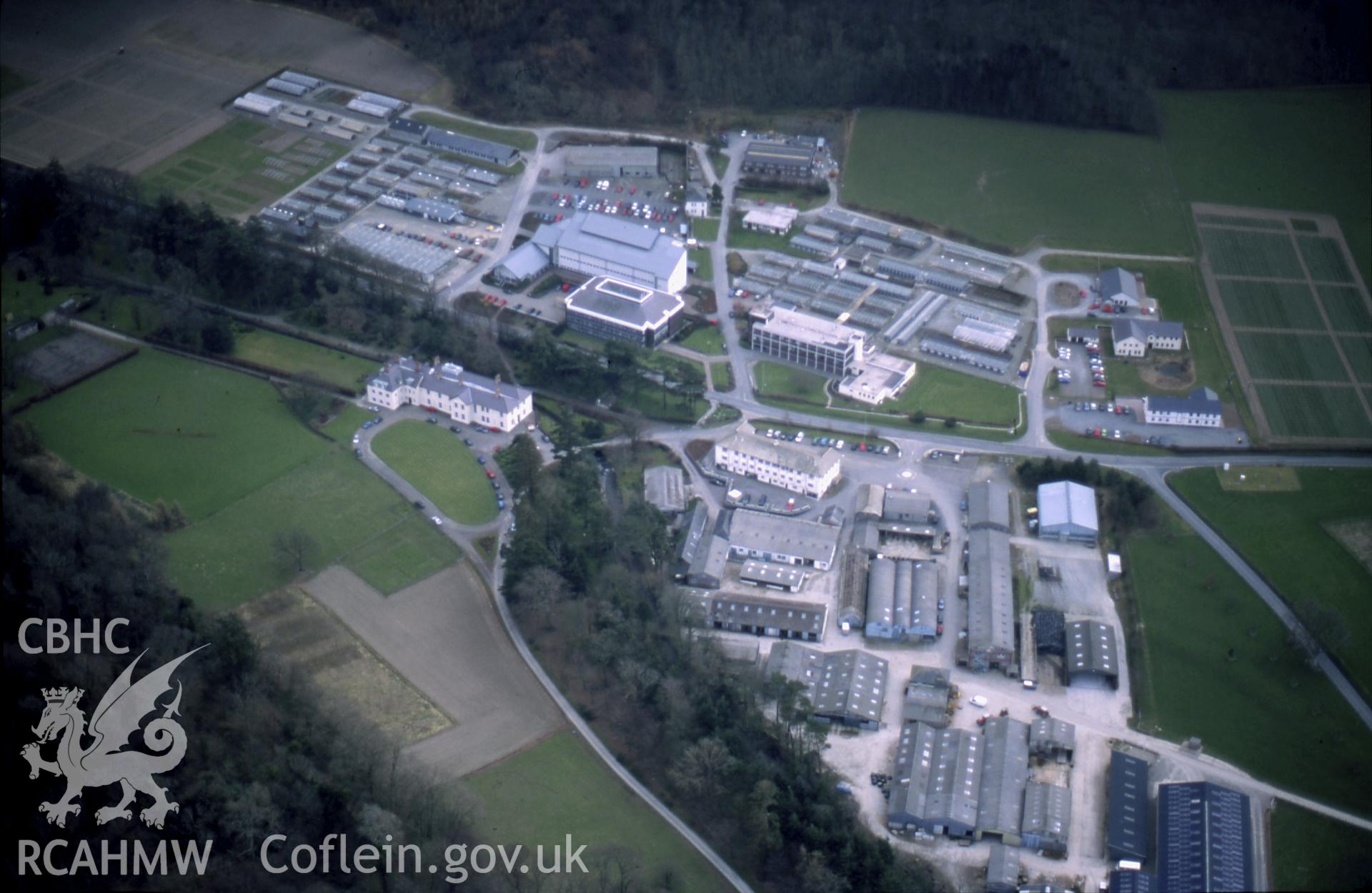 RCAHMW colour slide oblique aerial photograph of Gogerddan, Trefeurig, taken on 19/03/1999 by Toby Driver