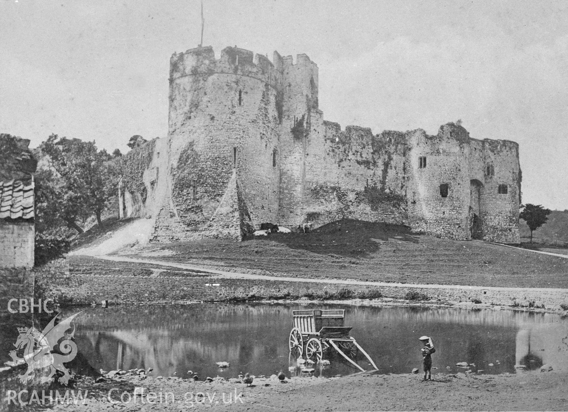 Digital copy of an acetate negative showing Chepstow Castle.