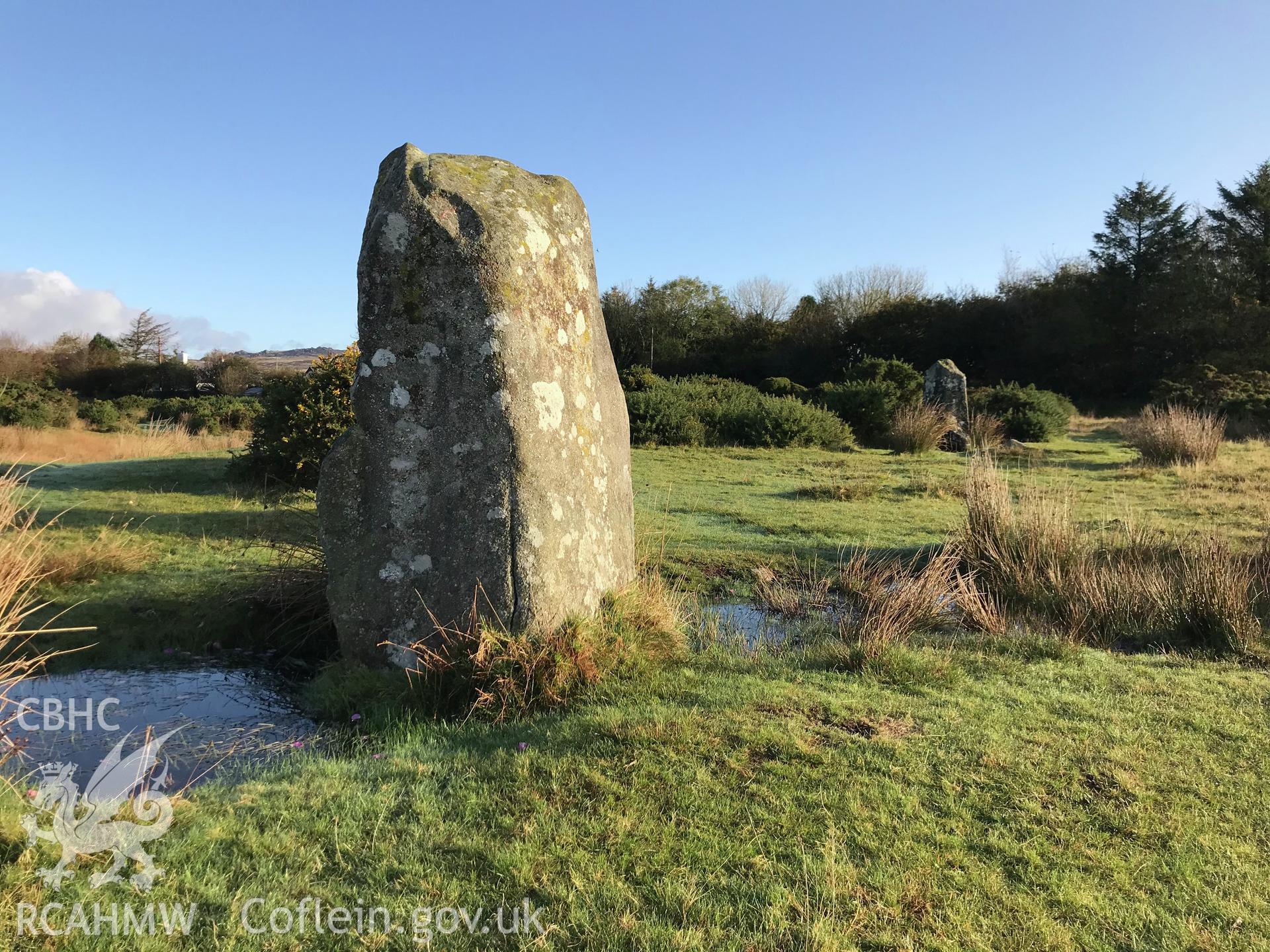 Digital colour photograph showing Gors Fawr standing stones, Mynachlog-Ddu, taken by Paul Davis on 22nd October 2019.