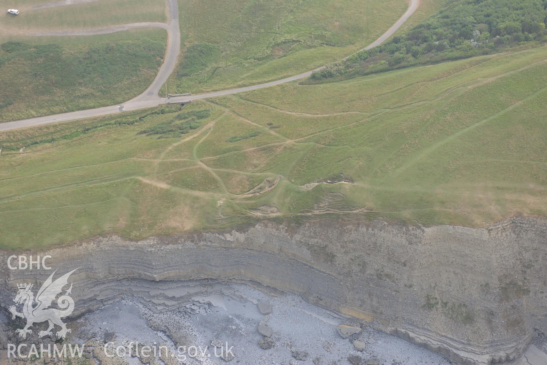 Royal Commission aerial photography of Dunraven Hillfort recorded during drought conditions on 22nd July 2013.