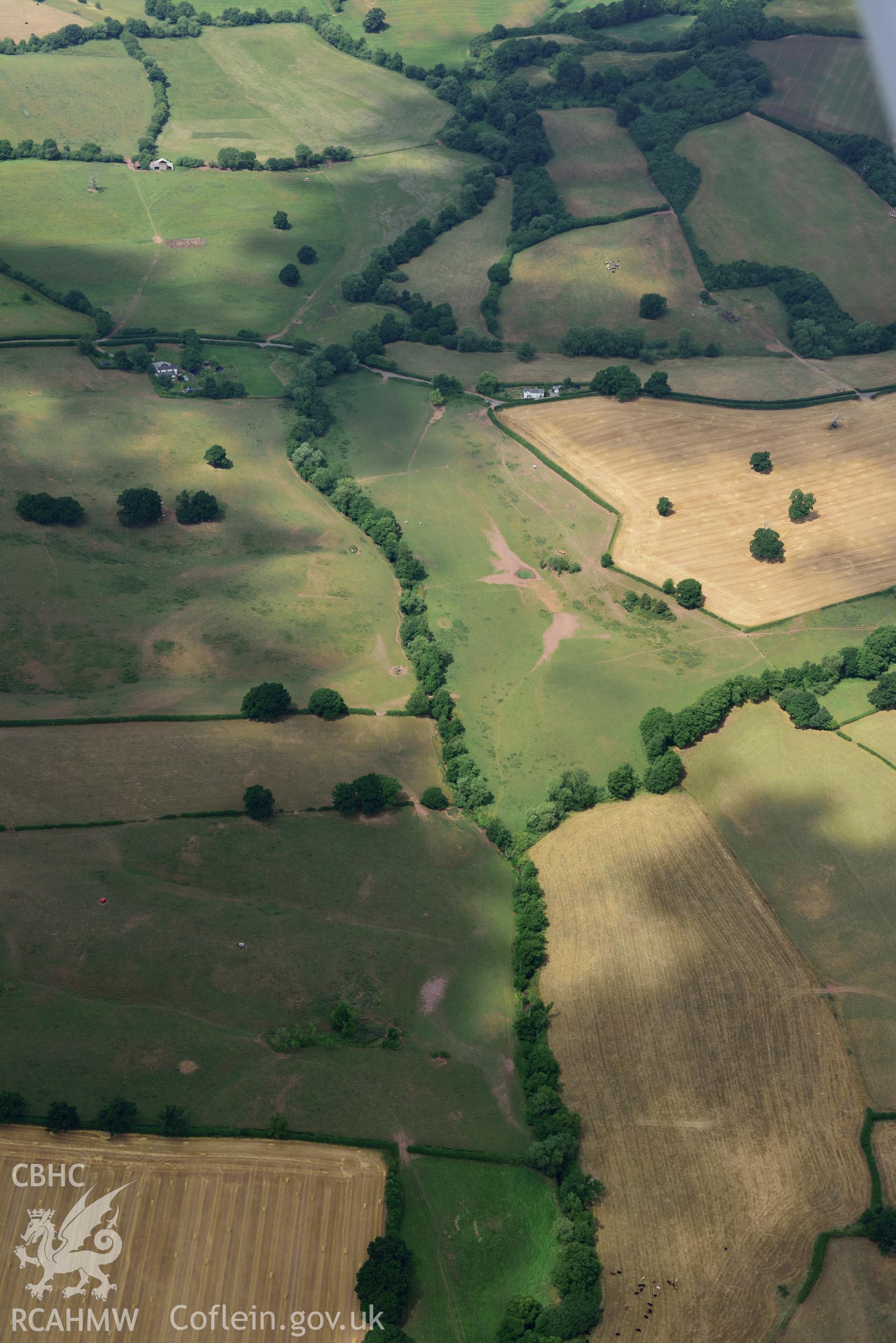 Royal Commission aerial photography of Grace Dieu Abbey taken on 19th July 2018 during the 2018 drought.