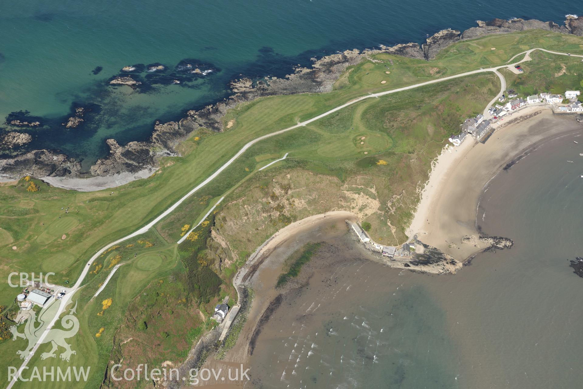 Aerial photography of Trwyn Porth Dinllaen taken on 3rd May 2017.  Baseline aerial reconnaissance survey for the CHERISH Project. ? Crown: CHERISH PROJECT 2017. Produced with EU funds through the Ireland Wales Co-operation Programme 2014-2020. All material made freely available through the Open Government Licence.