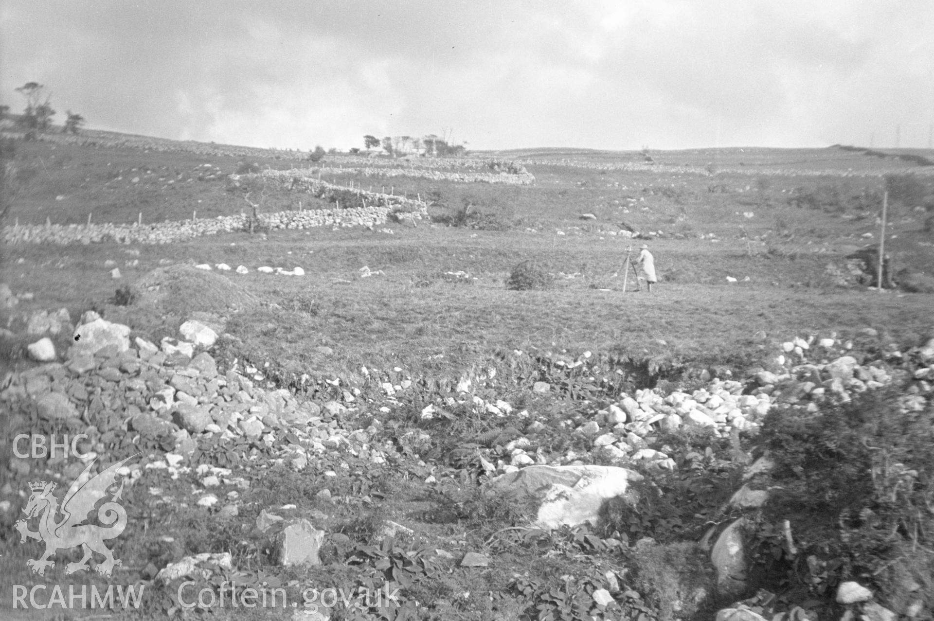 Digital copy of a nitrate negative showing Caerau ancient village. From the Cadw Monuments in Care Collection.