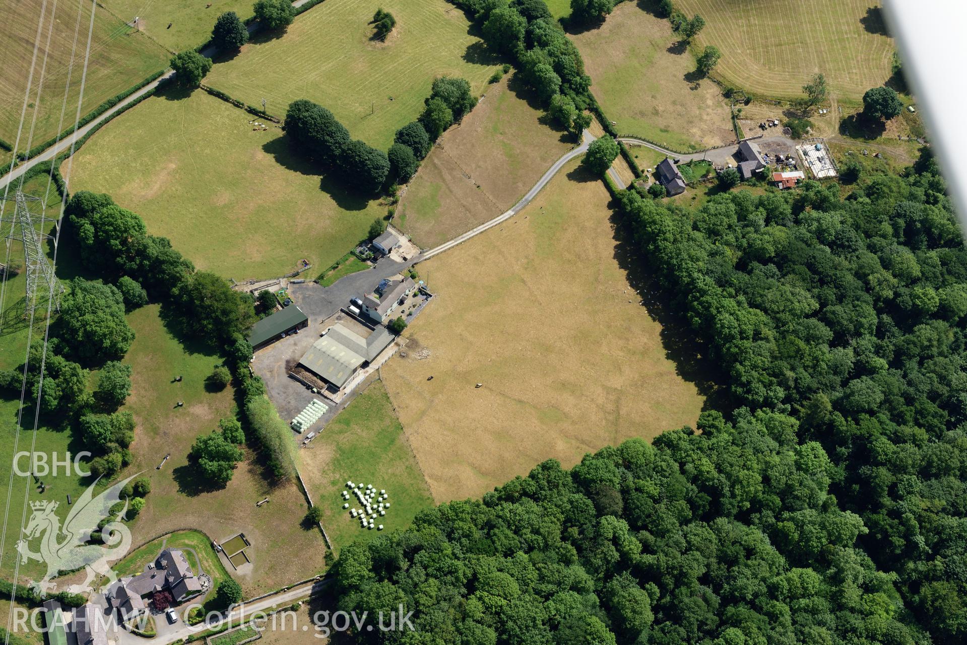 Royal Commission aerial photography of Hen Caerwys field system taken on 19th July 2018 during the 2018 drought.