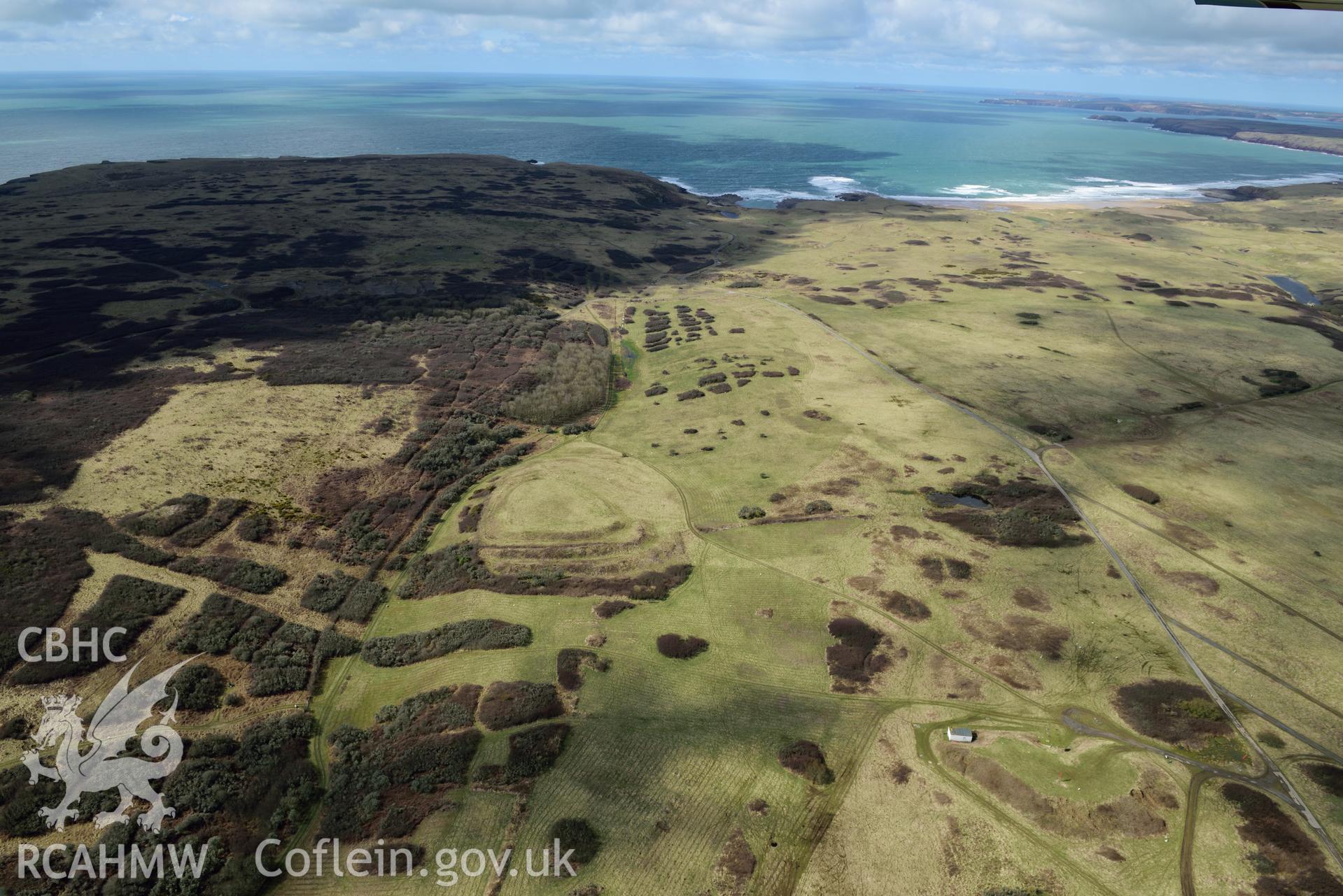 Bulliber Hill Camp. Baseline aerial reconnaissance survey for the CHERISH Project. ? Crown: CHERISH PROJECT 2018. Produced with EU funds through the Ireland Wales Co-operation Programme 2014-2020. All material made freely available through the Open Government Licence.