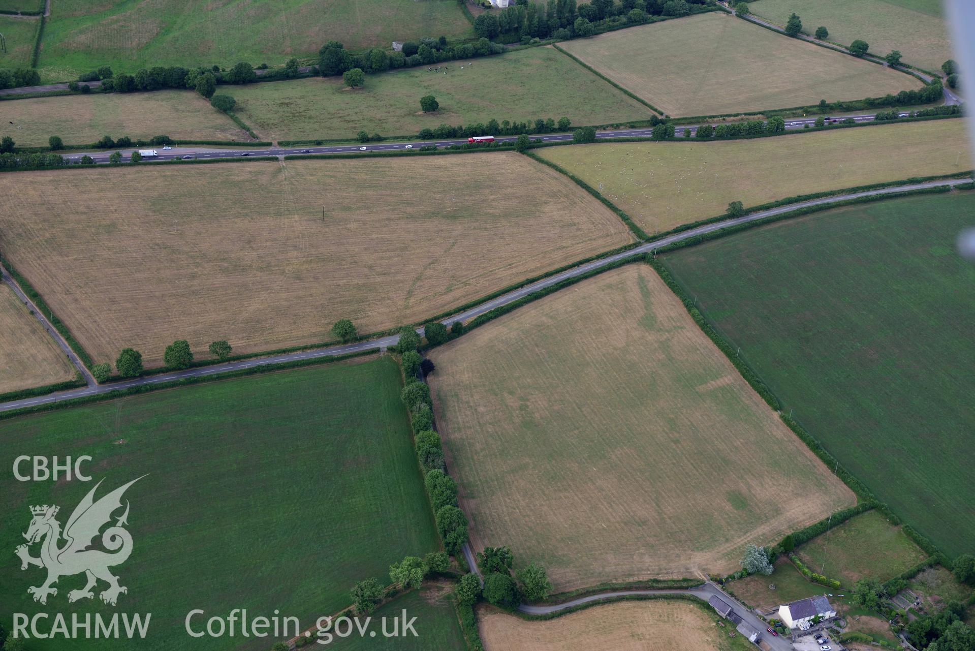 Royal Commission aerial photography of the Roman road parching at Zabulon at SN 246 167 taken on 17th July 2018 during the 2018 drought.