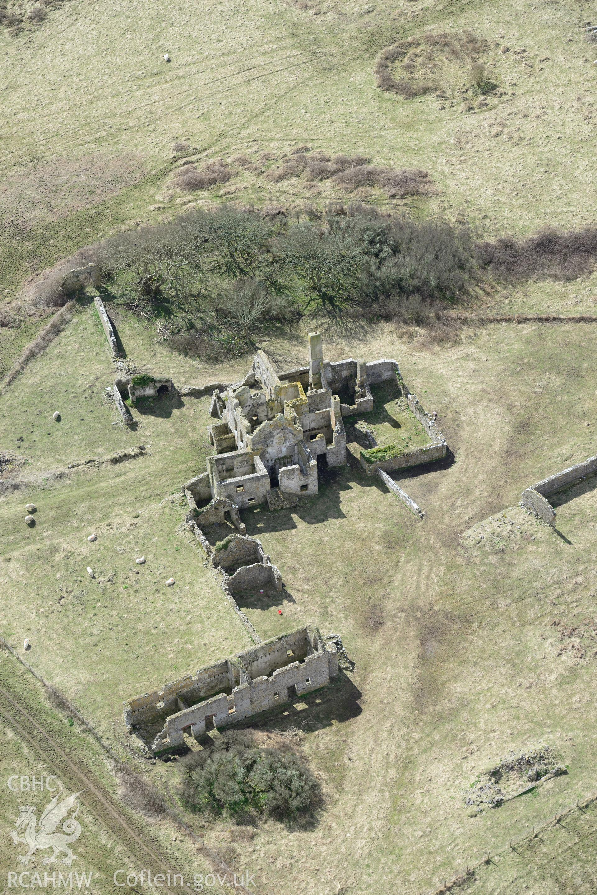 Pricaston Farmhouse. Baseline aerial reconnaissance survey for the CHERISH Project. ? Crown: CHERISH PROJECT 2018. Produced with EU funds through the Ireland Wales Co-operation Programme 2014-2020. All material made freely available through the Open Government Licence.