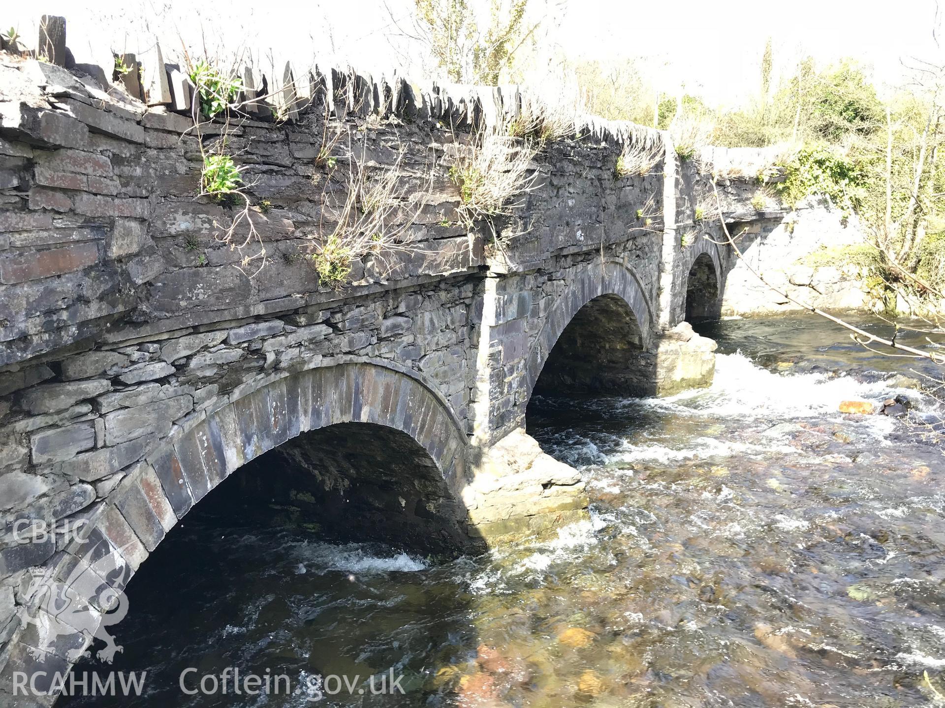 Colour photo showing view of Pont-y-Twr, Llandygai, taken by Paul R. Davis, 2018.