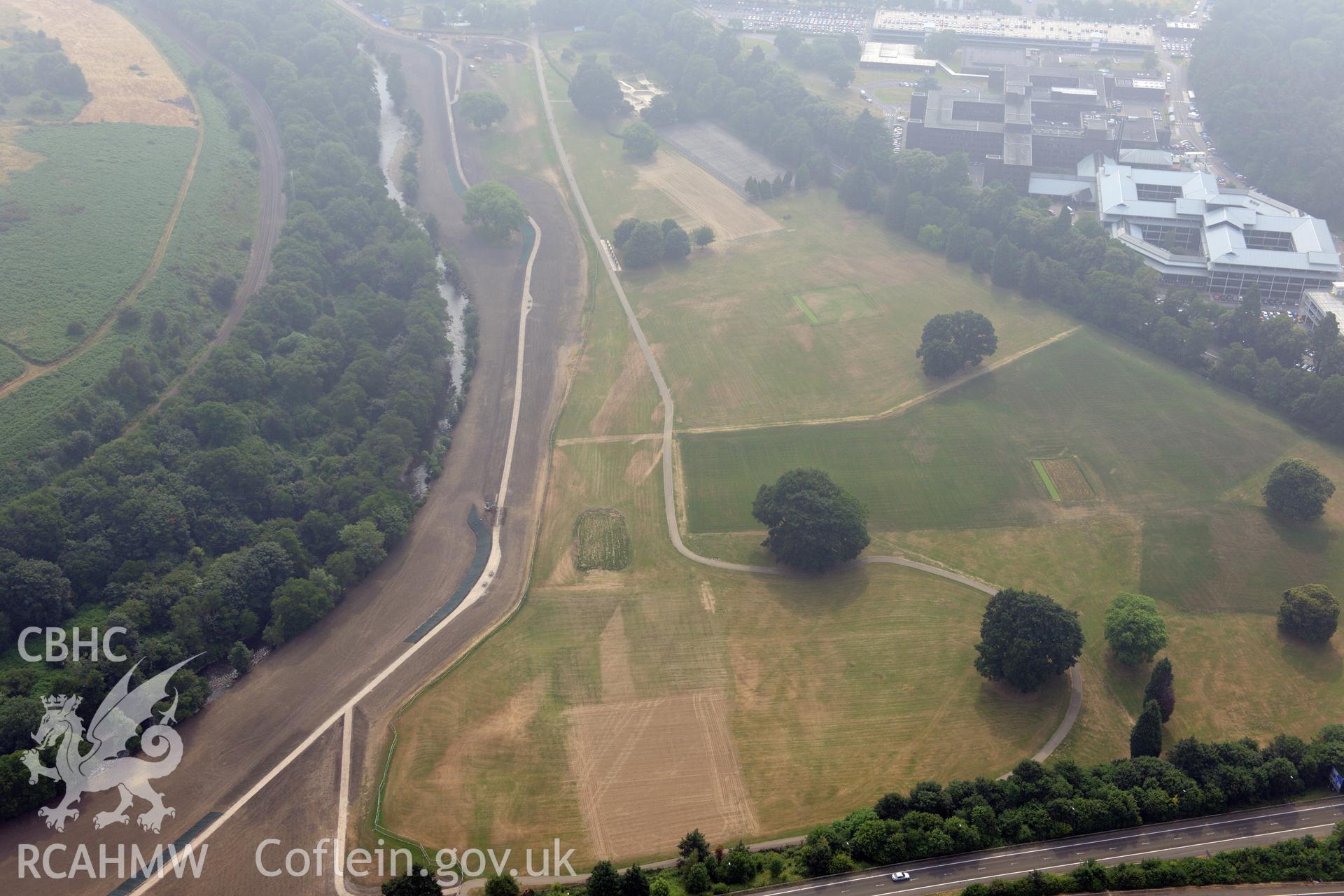 Royal Commission aerial photography of Tredegar Park parchmarks taken during drought conditions on 22nd July 2013.