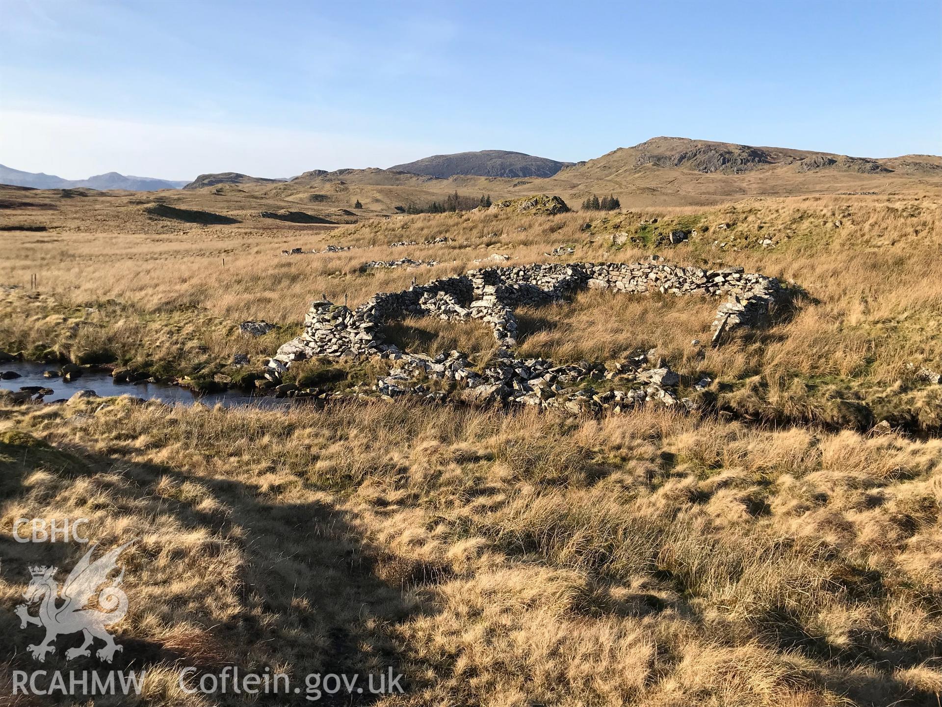 View of Afon Cynfal deserted rural settlement, south east of Blaenau Ffestiniog. Colour photograph taken by Paul R. Davis on 15th February 2019.