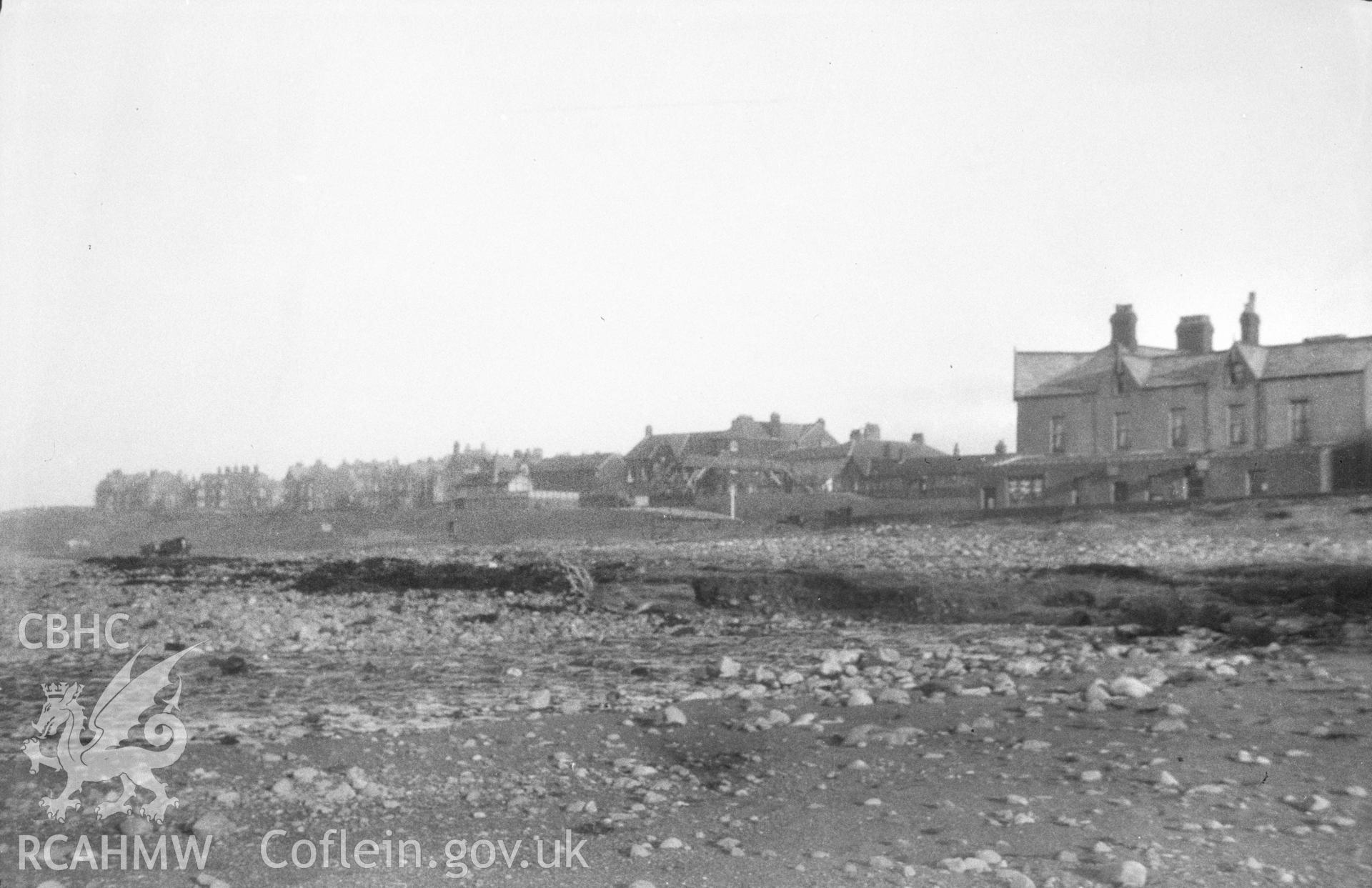 Digital copy of a nitrate negative showing an unidentified vessel off the coast of Aberystwyth, from the Peter Henley Collection.