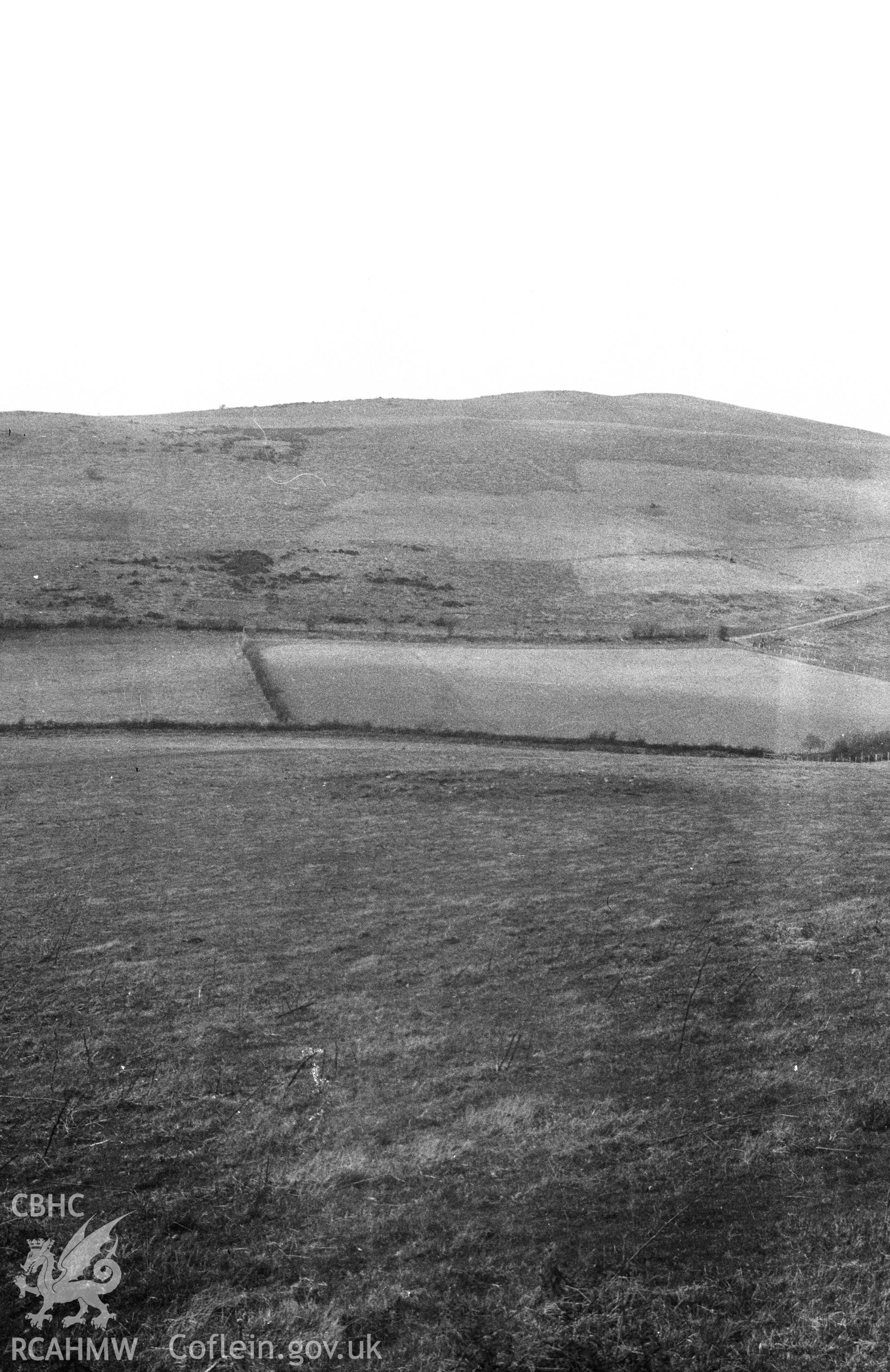 Digital copy of a nitrate negative showing cairns on Cefn Ty Mawr.