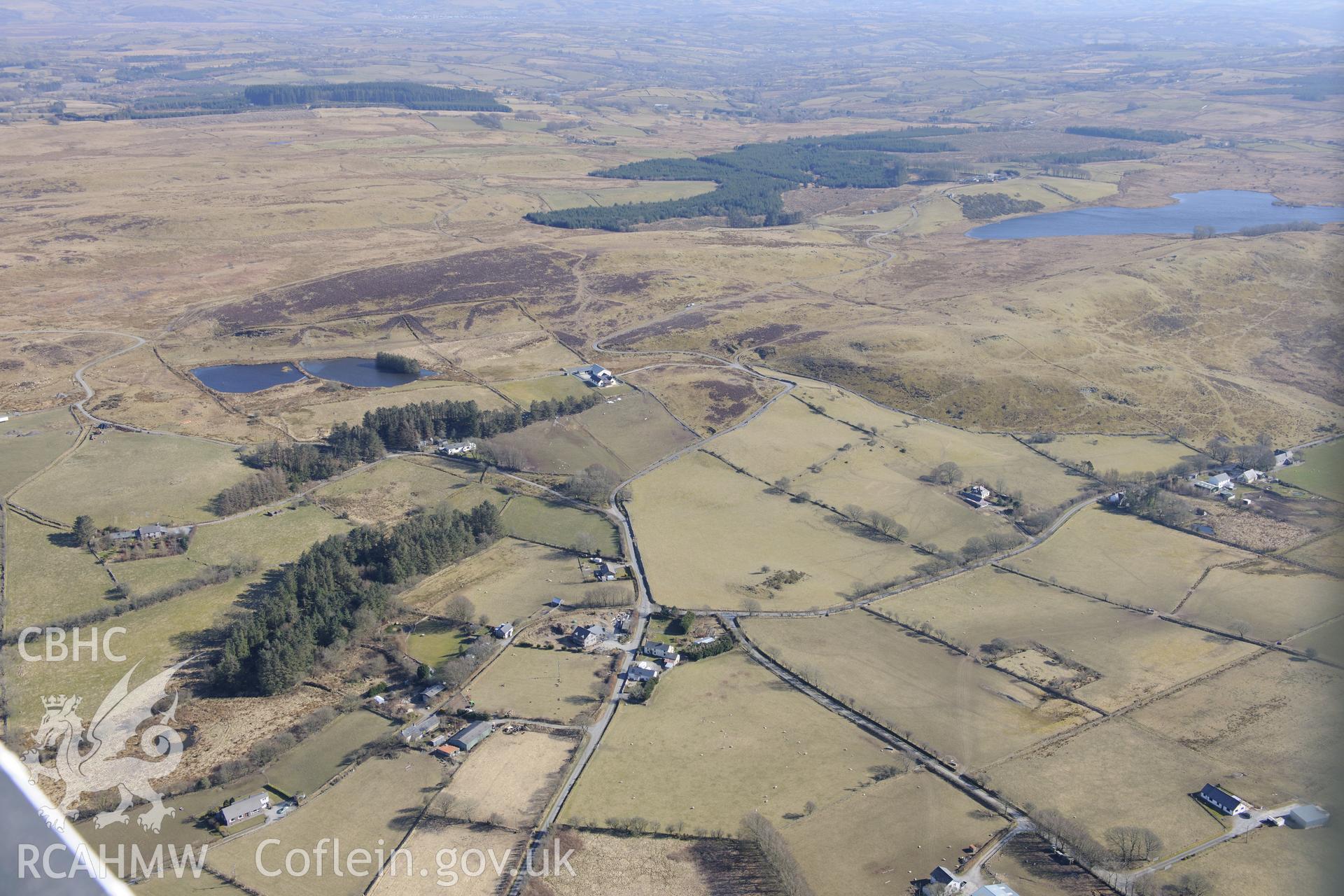 Castell Talwrn, Trefenter, east of Llanrhystud. Oblique aerial photograph taken during the Royal Commission's programme of archaeological aerial reconnaissance by Toby Driver on 2nd April 2013.