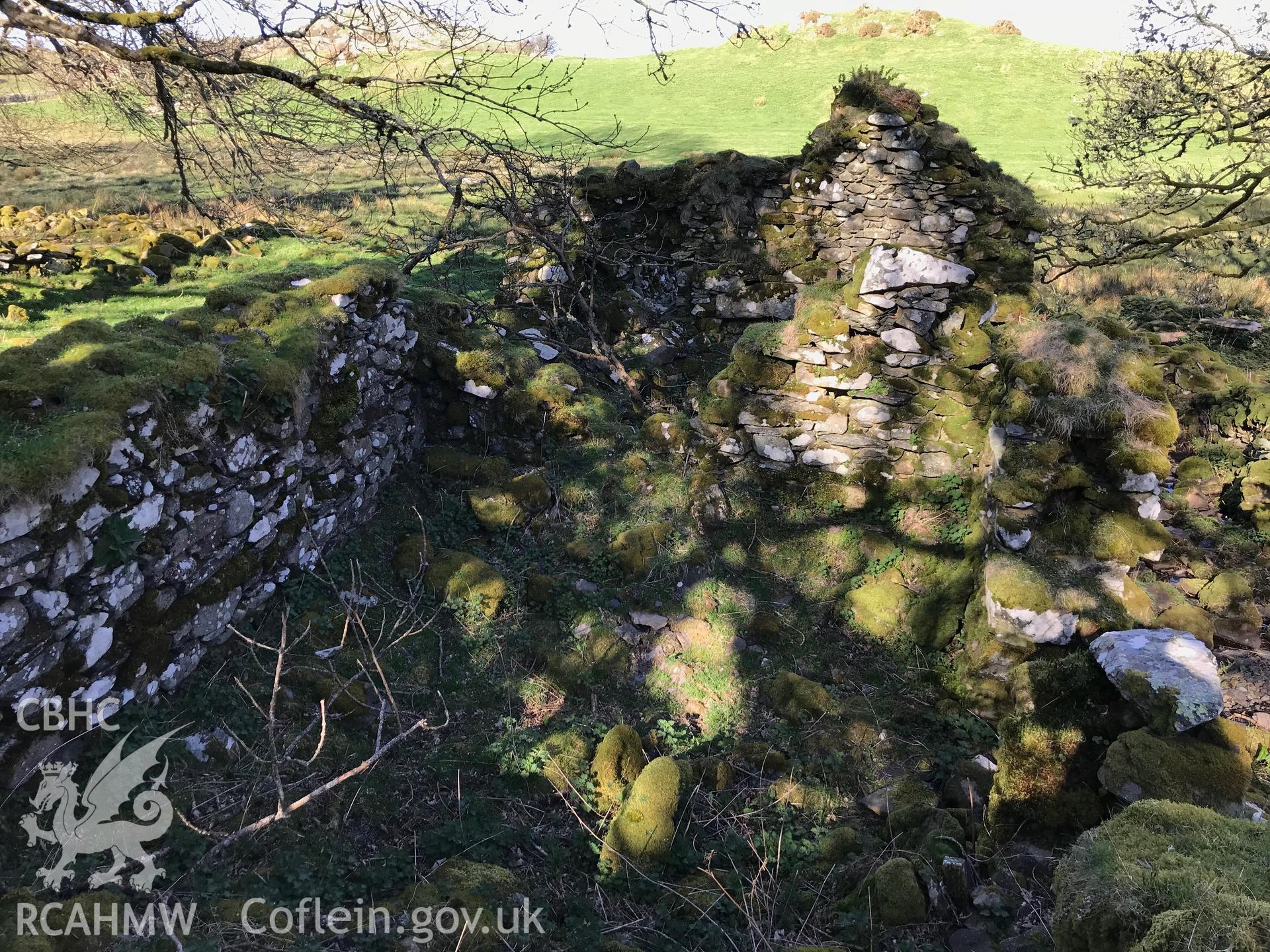 Colour photo showing view of Cae Iol, Llangelynin, taken by Paul R. Davis, 2018.