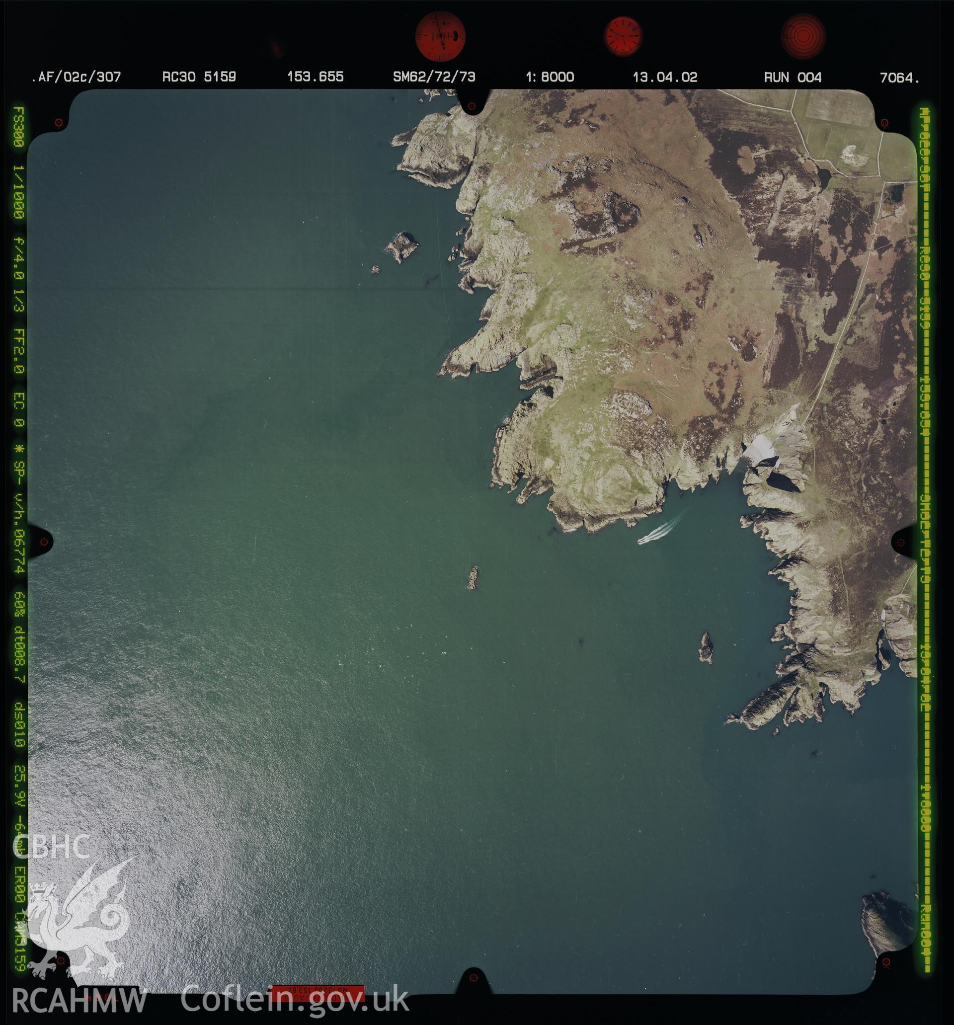 Digital copy of an aerial view of Ramsey Island taken by Ordnance Survey in 2002.