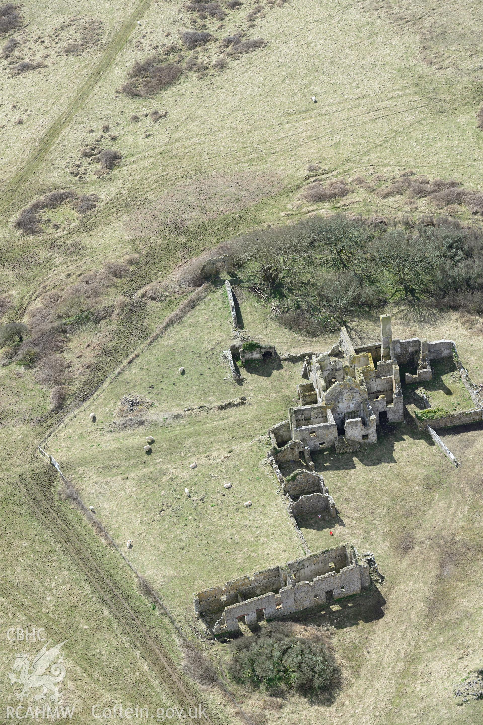 Pricaston Farmhouse. Baseline aerial reconnaissance survey for the CHERISH Project. ? Crown: CHERISH PROJECT 2018. Produced with EU funds through the Ireland Wales Co-operation Programme 2014-2020. All material made freely available through the Open Government Licence.