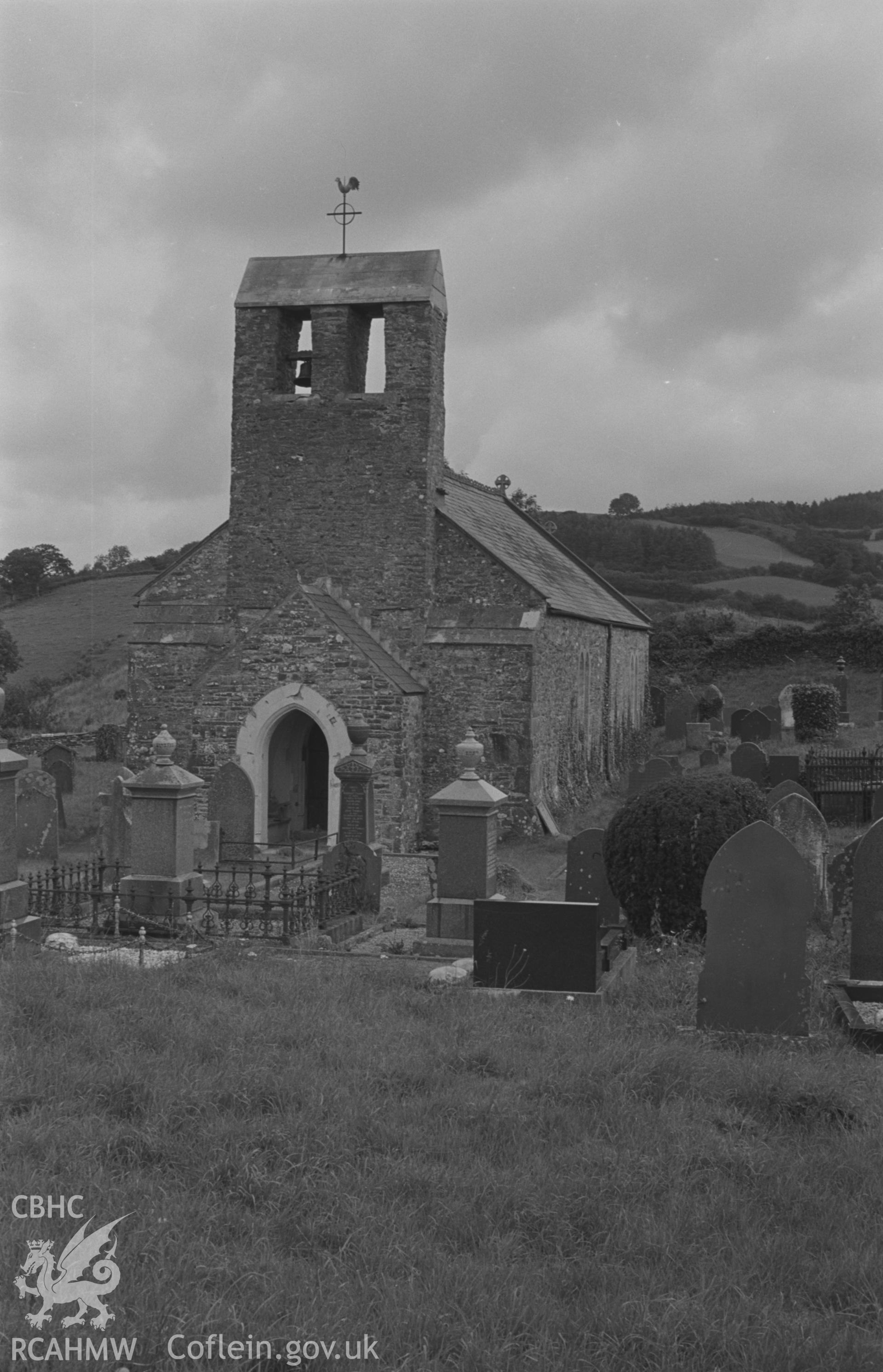 Digital copy of a black and white negative showing exterior view of St. Patrick's church, Pencarreg, Lampeter. Photographed in September 1963 by Arthur O. Chater.