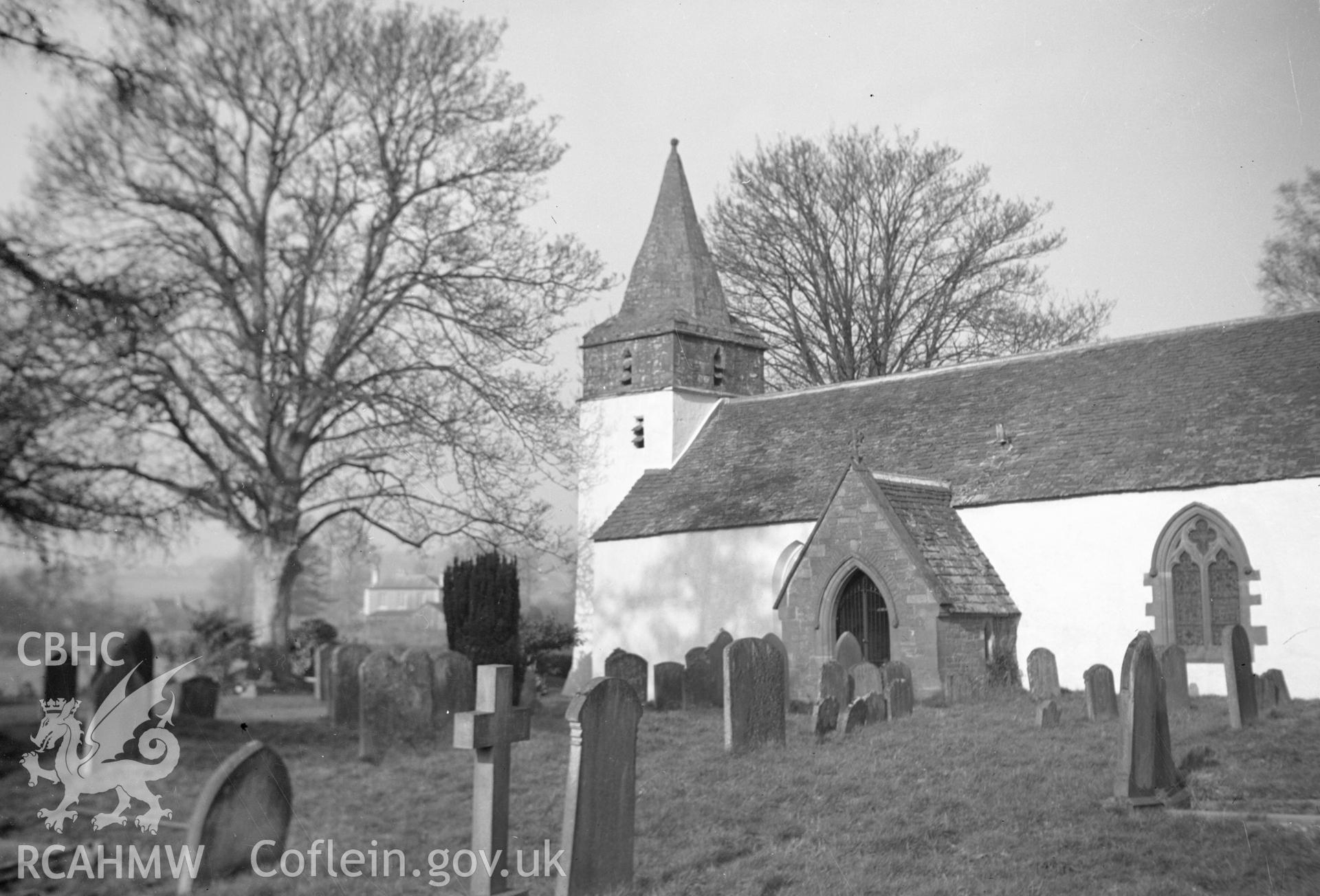 Digital copy of a nitrate negative showing Dixton Church.