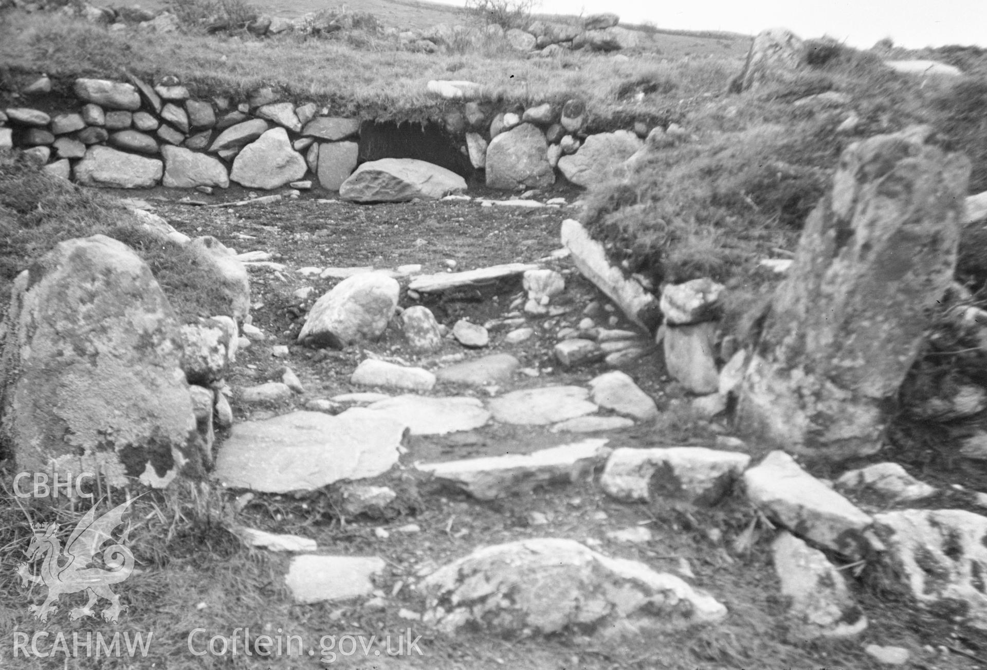 Digital copy of a nitrate negative showing Caerau ancient village. From the Cadw Monuments in Care Collection.